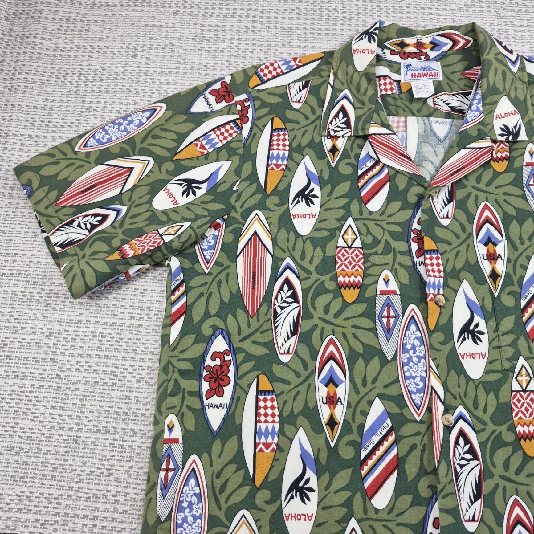 Vintage VTG Hawaii Button Up Shirt Mens Large Green Surfboard Hawaiian Aloha USA Beach Classic HAWAII VTG Hawaii Button Up Shirt Mens Large Size US L / EU 52-54 / 3 - 3 Thumbnail