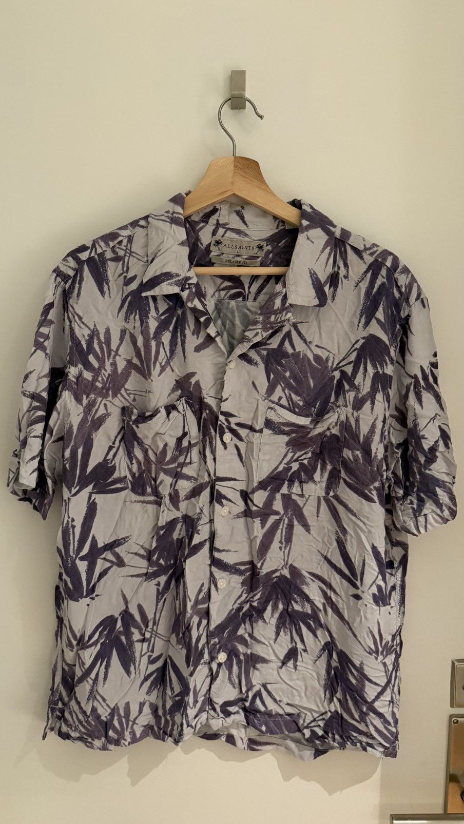 Allsaints Bambusa Bamboo Leaf Shirt Off White Size US L / EU 52-54 / 3 - 1 Thumbnail