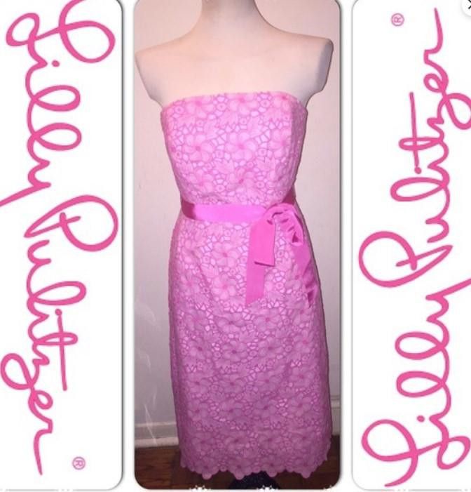 Image of Designer (20) NWOT Lilly Pulitzer Eyelet Dress Msrp $258, Size 12 in Pink, Women's