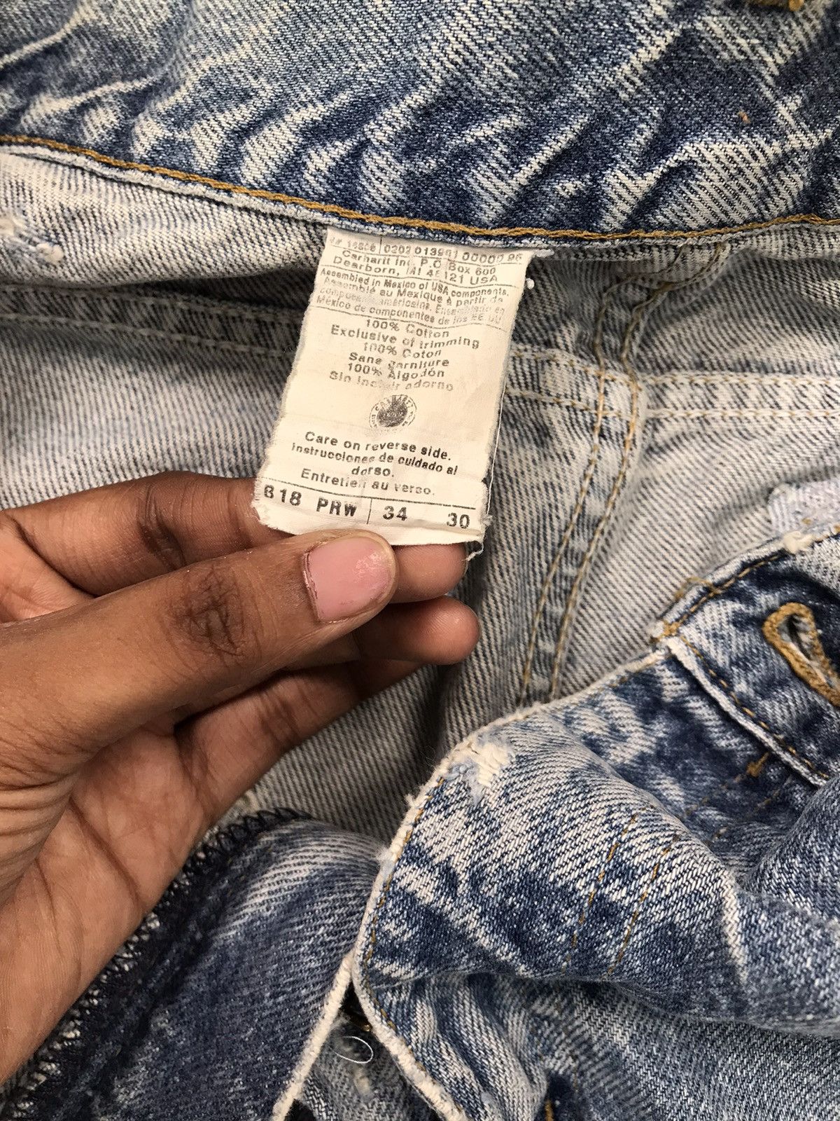 Carhartt 90s Vintage Carhartt B18 PRW distressed repaired denim Size US 34 / EU 50 - 13 Thumbnail