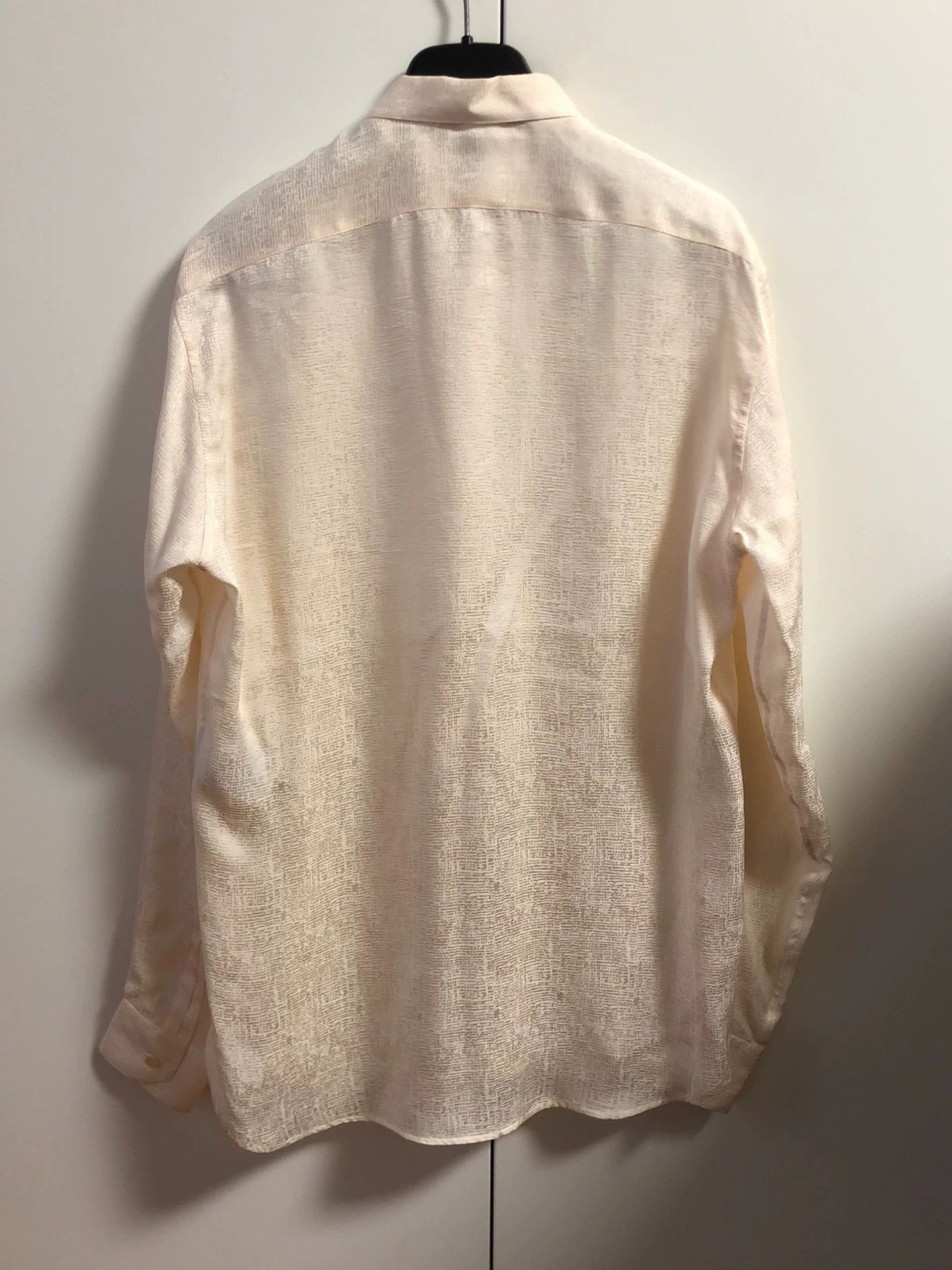 Saint Laurent Paris Saint Laurent Henley Collar Off-White Patterned Shirt Size ONE SIZE - 2 Thumbnail