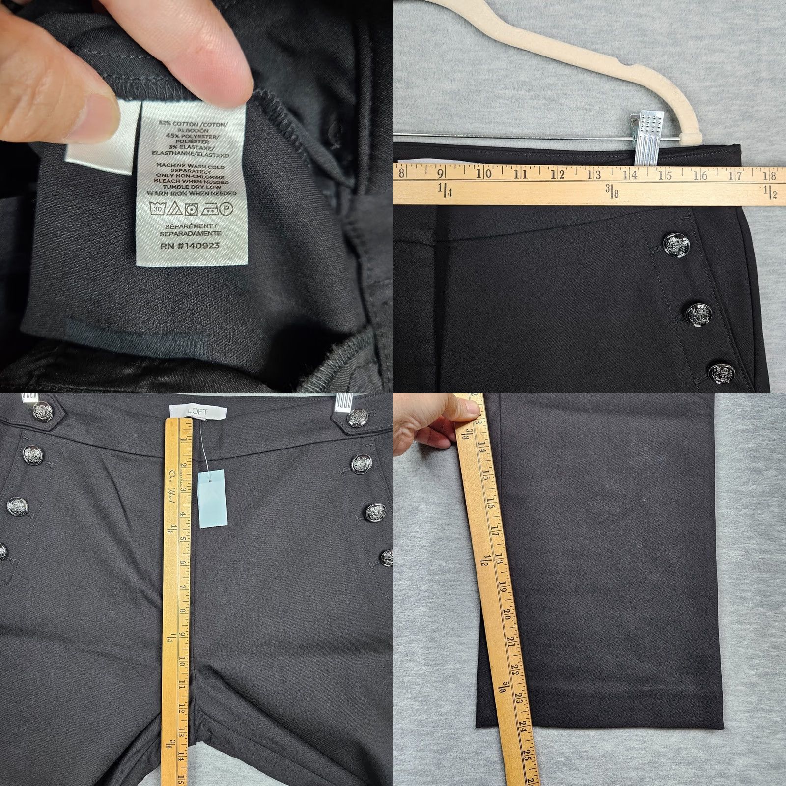 Ann Taylor LOFT By Ann Taylor Women's Black Pockets High Rise Cropped Pant Size 14 NEW Size 36" / US 14 / IT 50 - 8 Thumbnail