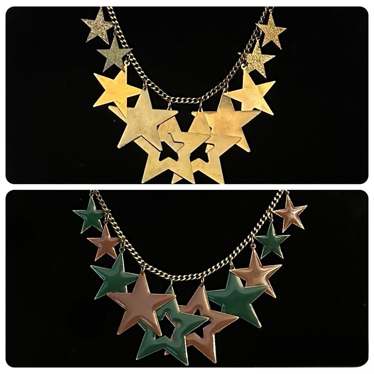 Other Reversible gold tone brown and green stars dangle necklace Size ONE SIZE - 6 Thumbnail