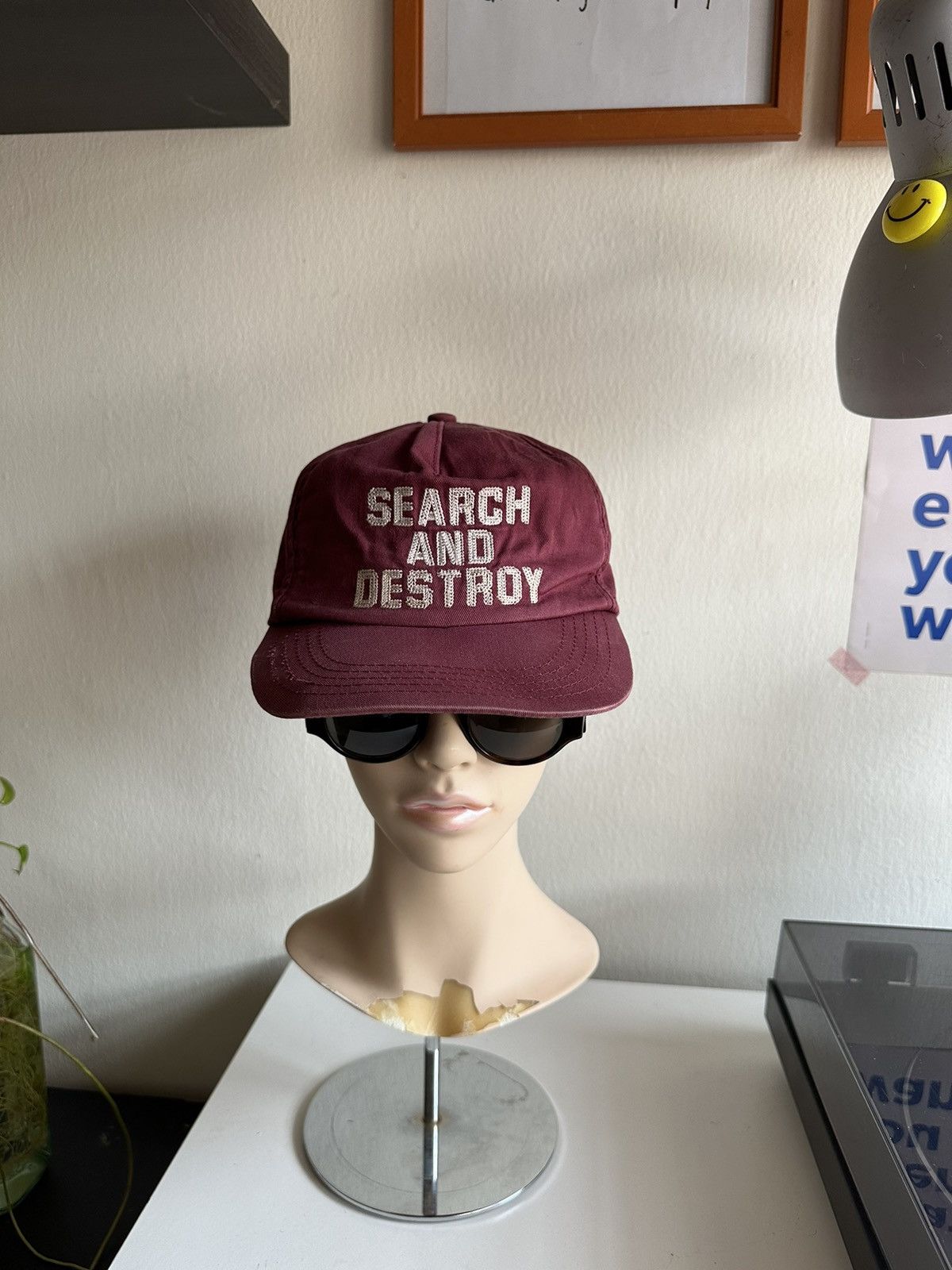 image of 2000S Hysteric Glamour Search And Destroy Logo Cap in Maroon, Men's