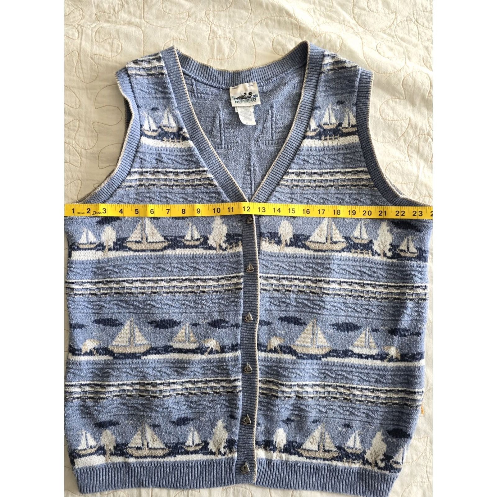Northern Reflections Vintage 90s Sailboat Northern Reflections Sweater Vest XL Tall Blue Cotton Blend Buttoned Whimsical Androgyny Shirt? Size XL / US 12-14 / IT 48-50 - 6 Thumbnail