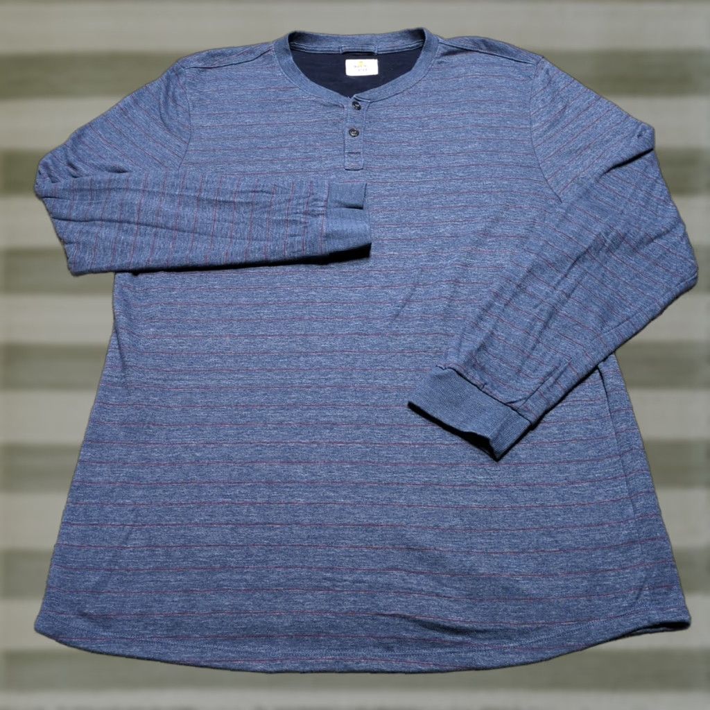 Marine Layer VINTAGE Marine Layer Henley Shirt Mens XL Blue Stripe Pullover Casual Base Layer Size US XL / EU 56 / 4 - 1 Thumbnail