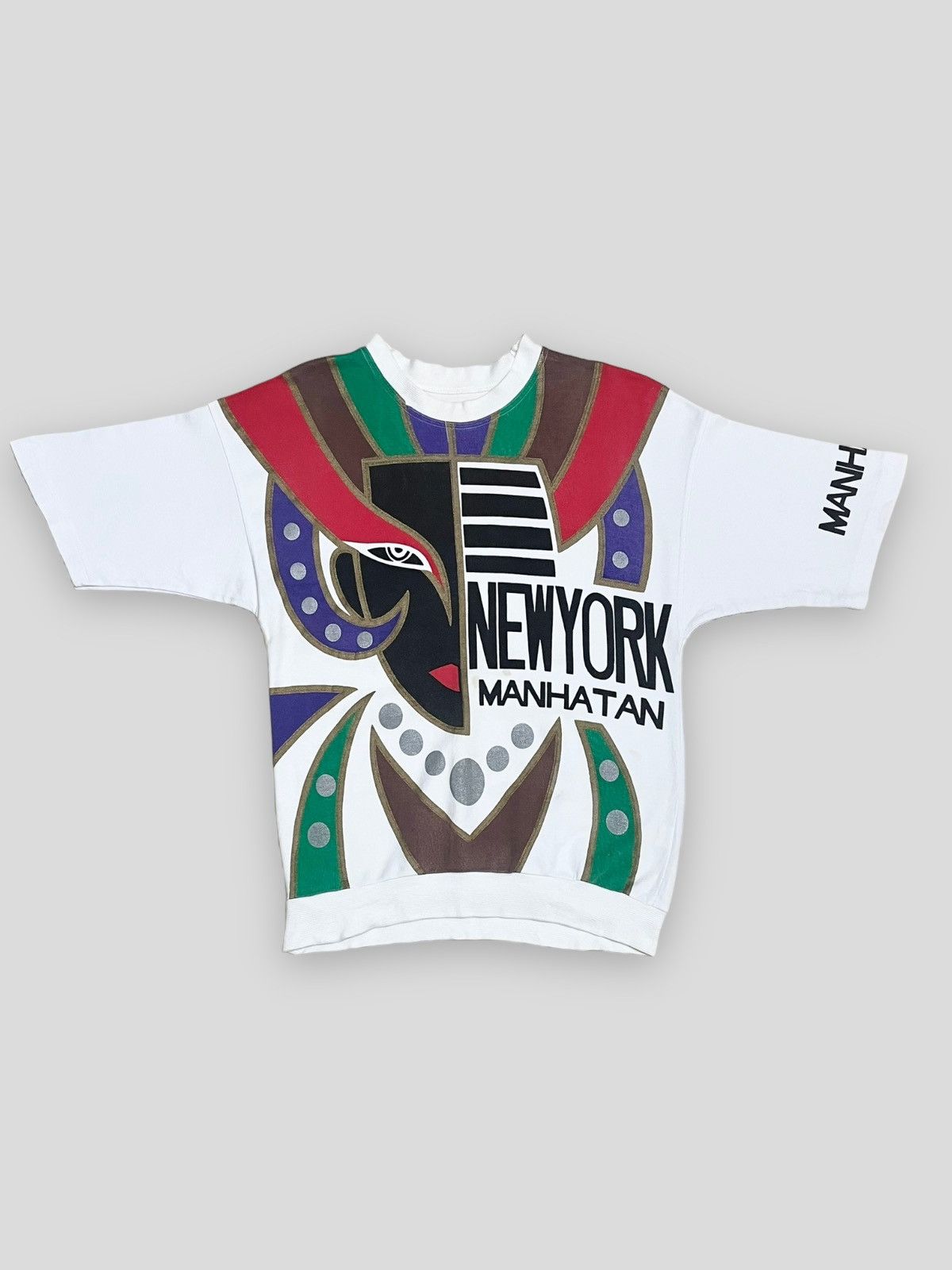 image of Send Offer Vintage 90's Art Kuno Newyork Manhattan Tshirt in White, Men's (Size Medium)