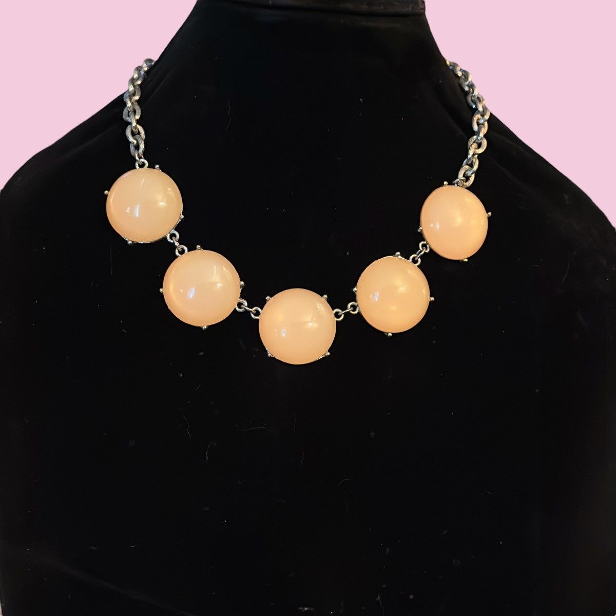 Other Silver tone cream bubble cabochon statement necklace Size ONE SIZE - 1 Thumbnail