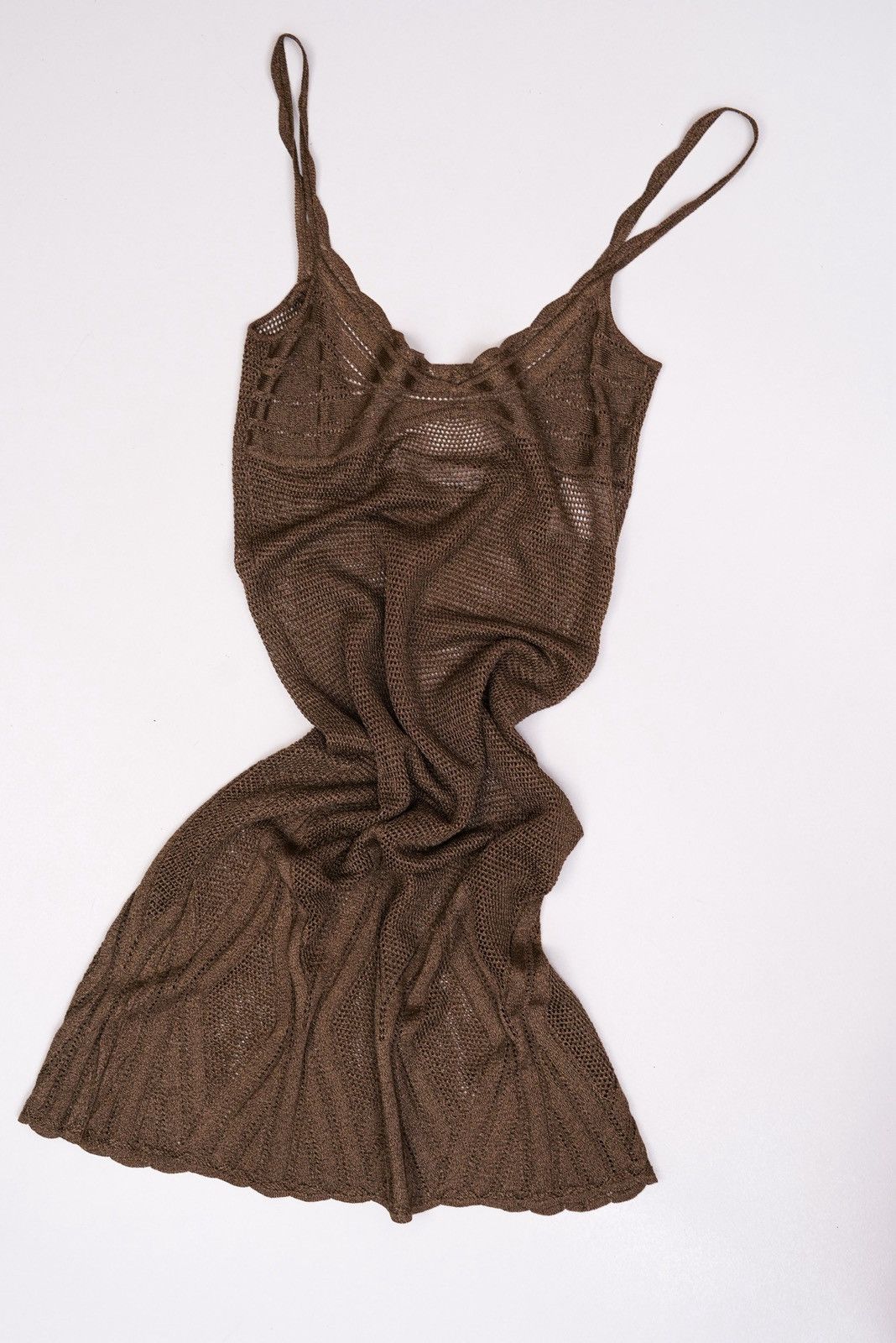 Dior Christian Dior 1999 Sheer Bronze Gold Knit Mini Dress | Grailed