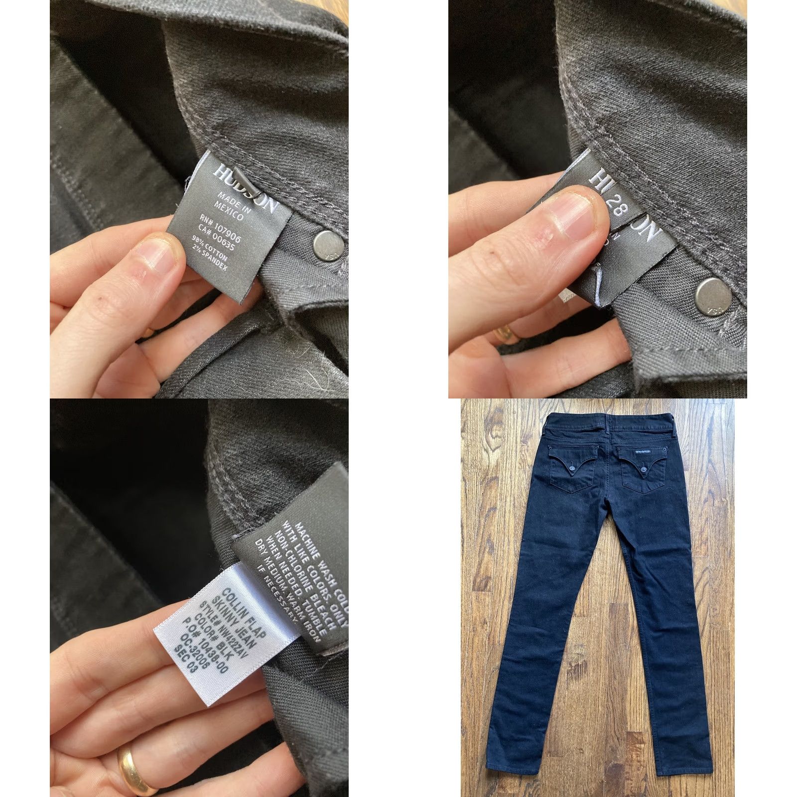 Hudson Hudson Jeans Womens 28 Size Regular Skinny Black Stretch 31x31 Inseam 31 Flap Collin Size 28" / US 6 / IT 42 - 8 Thumbnail