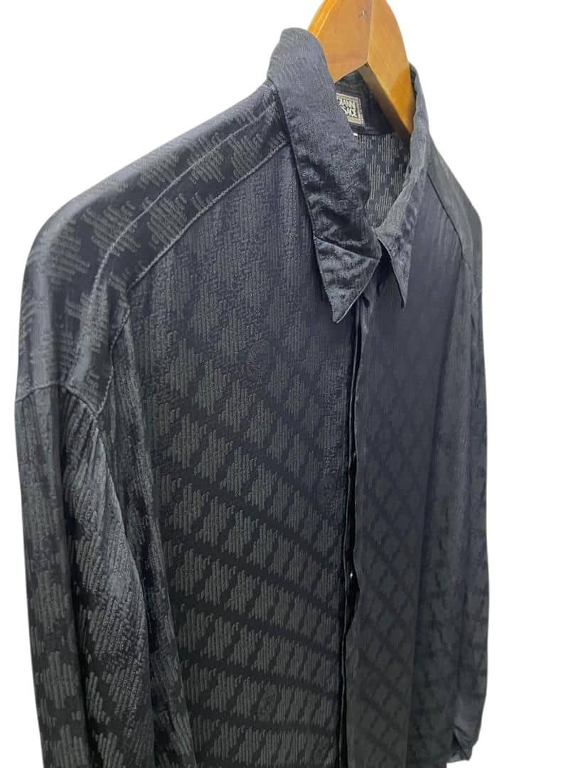 Versace GIANNI VERSACE Black Silk Hidden Long Sleeve Size US M / EU 48-50 / 2 - 8 Thumbnail