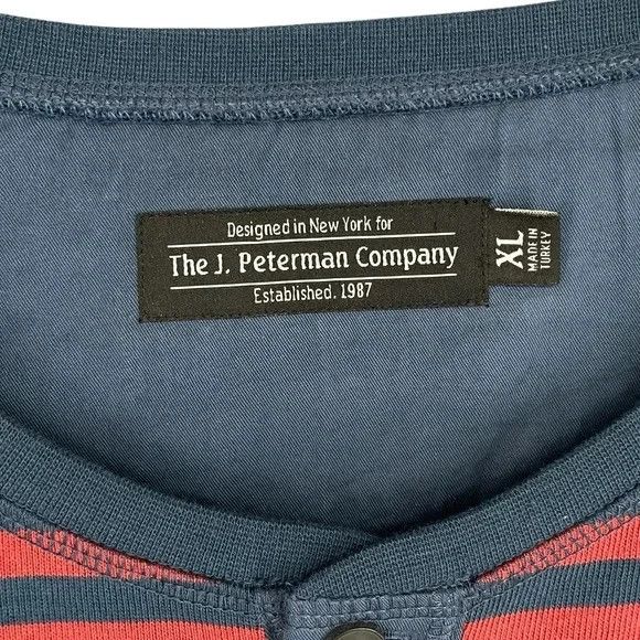 J. Peterman J Peterman Mens Size XL North Sea Red & Navy Henley EUC Size US XL / EU 56 / 4 - 8 Thumbnail