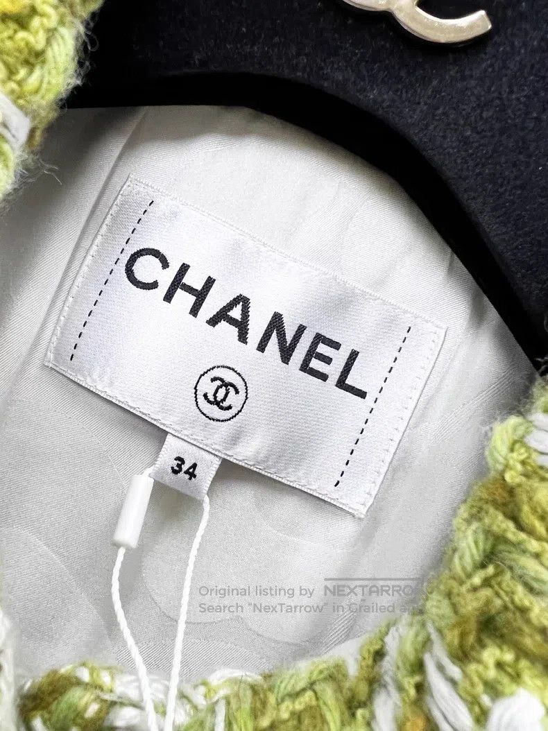 Chanel Chanel 22B Avocado Green Grass Thousand Birds Tweed Jacket Size XXS / US 00 / IT 34 - 5 Thumbnail