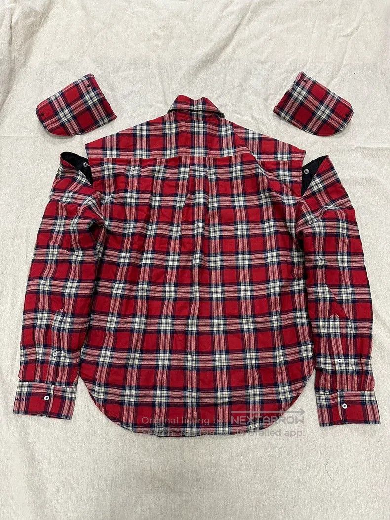 Vetements Sleeveless Iron Ring Plaid Shoulder Pad Flannel
