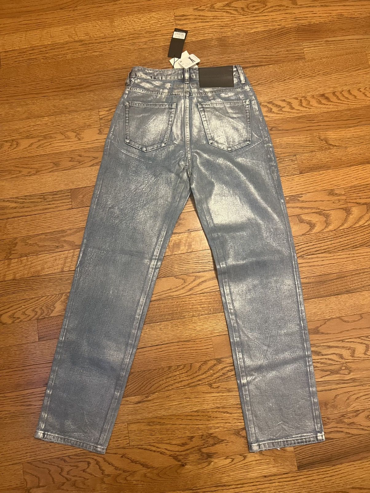 One Teaspoon Awesome Baggies High Waist Straight Leg Metal Blue Size 26" / US 2 / IT 38 - 3 Thumbnail