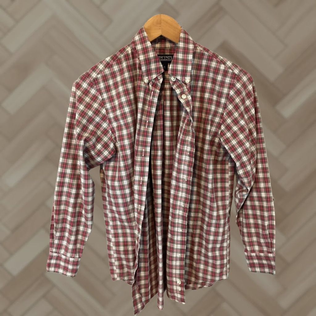 Lands' End Lands' End Plaid Button-Up Blouse Women's 4 Regular Red Long Sleeve Shirt Size S / US 4 / IT 40 - 1 Thumbnail