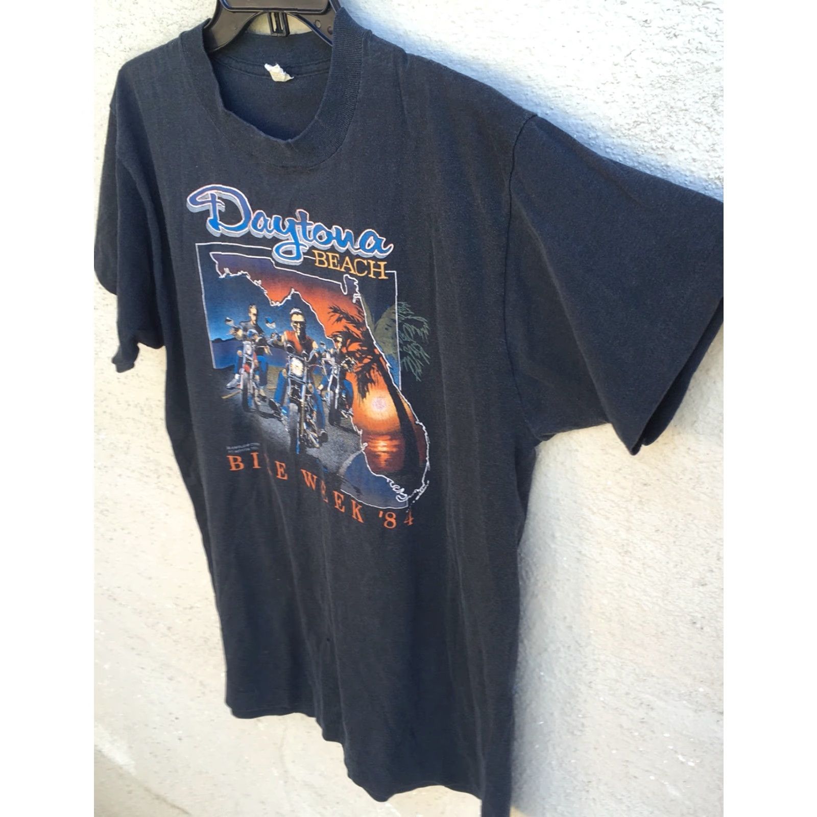 Vintage VINTAGE Daytona Beach Bike Week 84 T Shirt 3D Emblem Biker Tee XL 1980s Black Mens graphic tee Size US XL / EU 56 / 4 - 4 Thumbnail