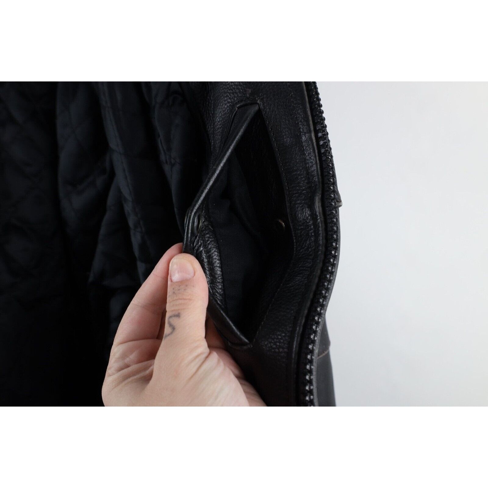 Vintage Vintage 90s Streetwear Heavyweight Leather Moto Jacket 3XL Size US XXL / EU 58 / 5 - 14 Thumbnail