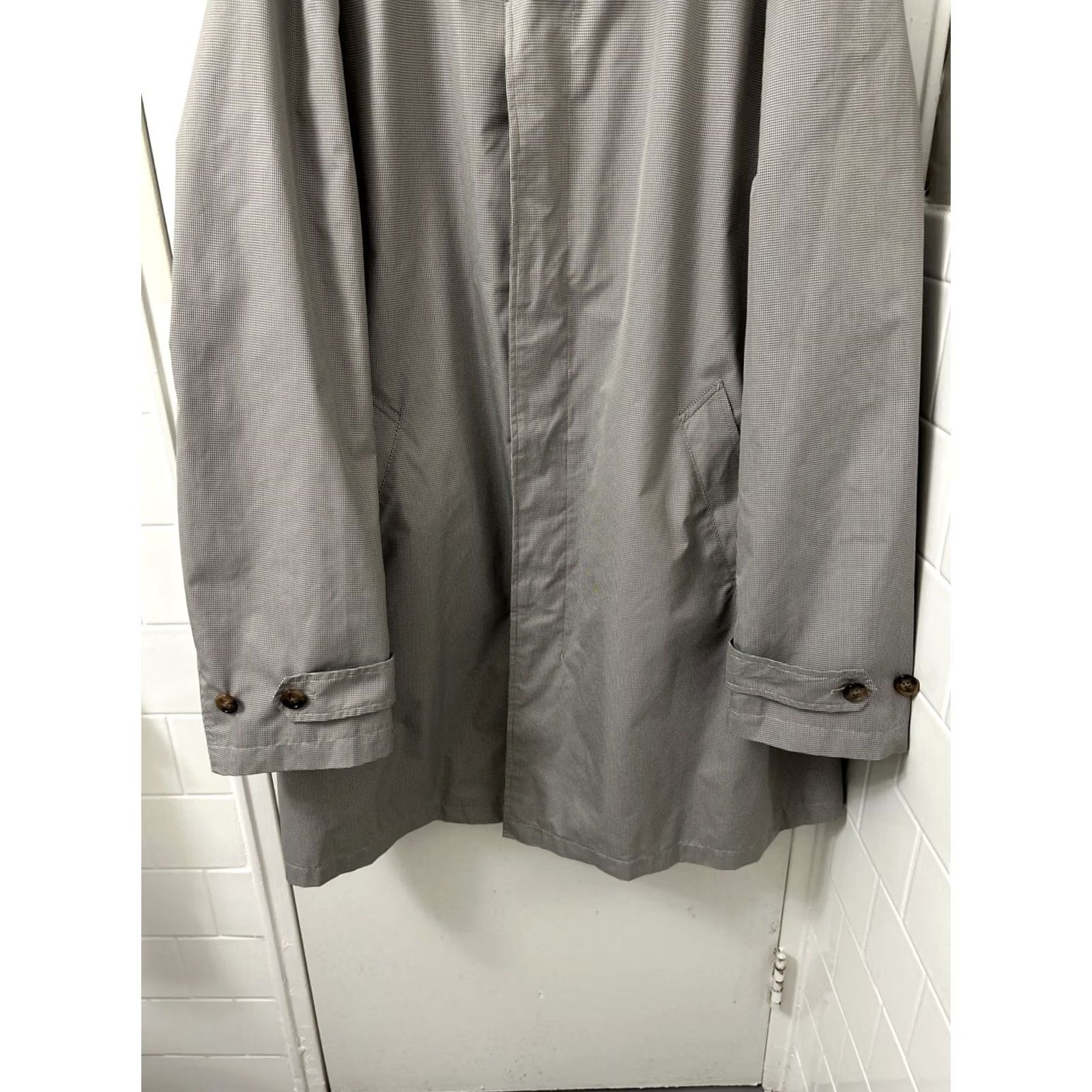 Ralph Lauren VINTAGE Lauren Ralph Lauren Trench Coat Mens 46R Gray Houndstooth Polyester Rain Jacket Size US S / EU 44-46 / 1 - 3 Thumbnail