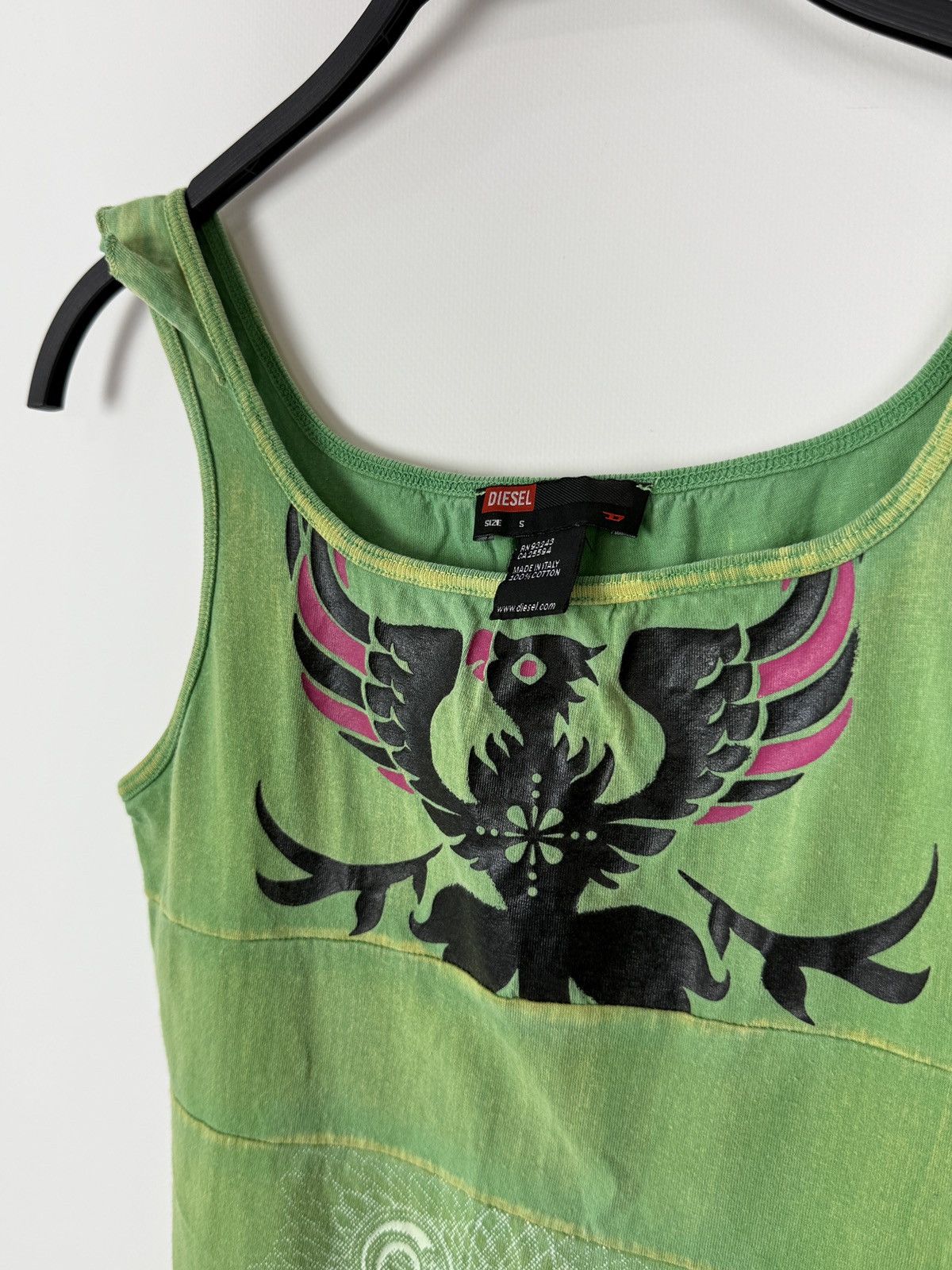 Diesel Y2K Vintage Diesel Printed Green Acid Wash Tank Top S Size S / US 4 / IT 40 - 2 Thumbnail