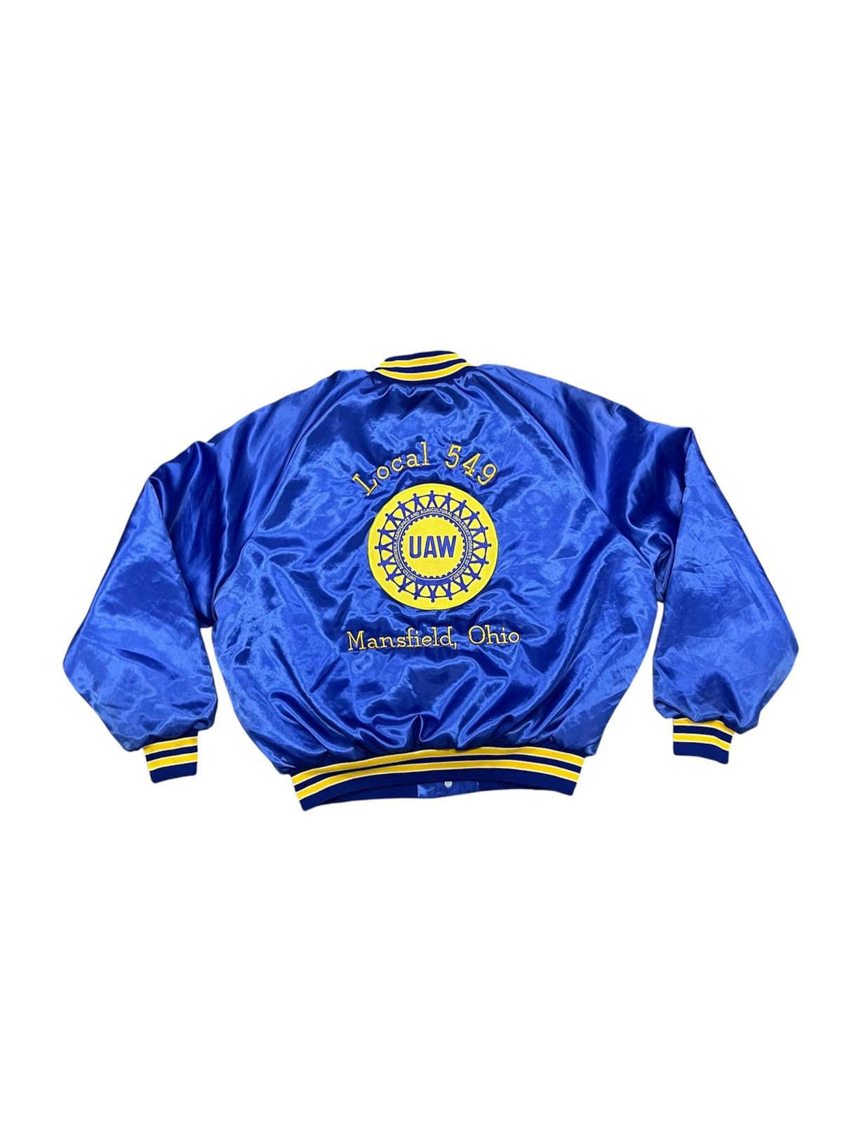 Vintage 80s UNION LOCAL UAW 148 AEROSPACE SATIN BOMBER JACKET XL Size US XL / EU 56 / 4 - 1 Thumbnail