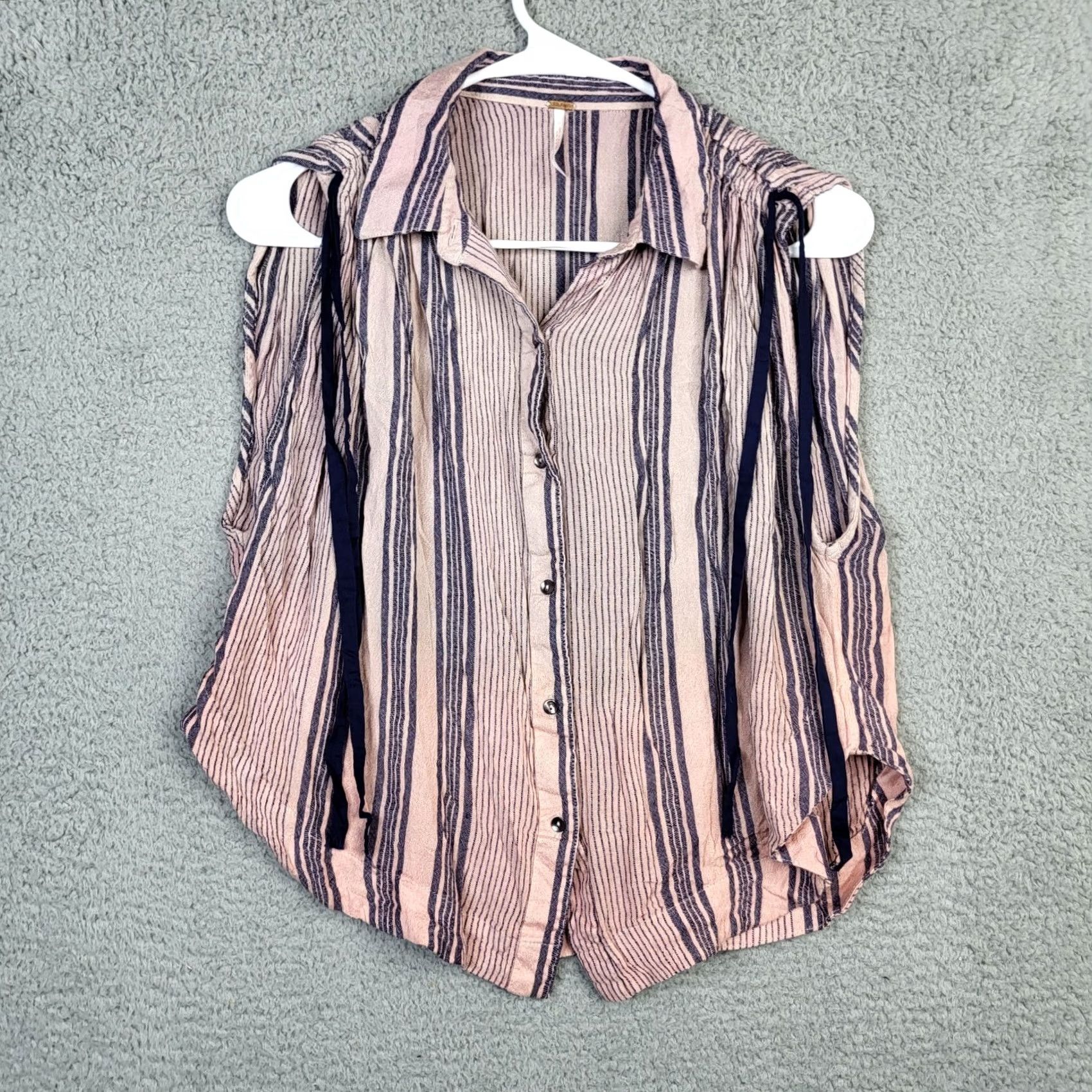 Free People Free People Button-Up Sleeveless Shirt Multicolor Stripe S Regular Womens Girls? Size S / US 4 / IT 40 - 2 Thumbnail