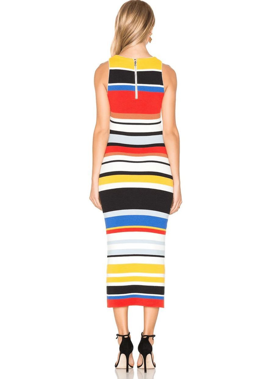 Alice + Olivia Alice + Olivia JENNER Ribbed Midi Dress Size XS / US 0-2 / IT 36-38 - 2 Thumbnail