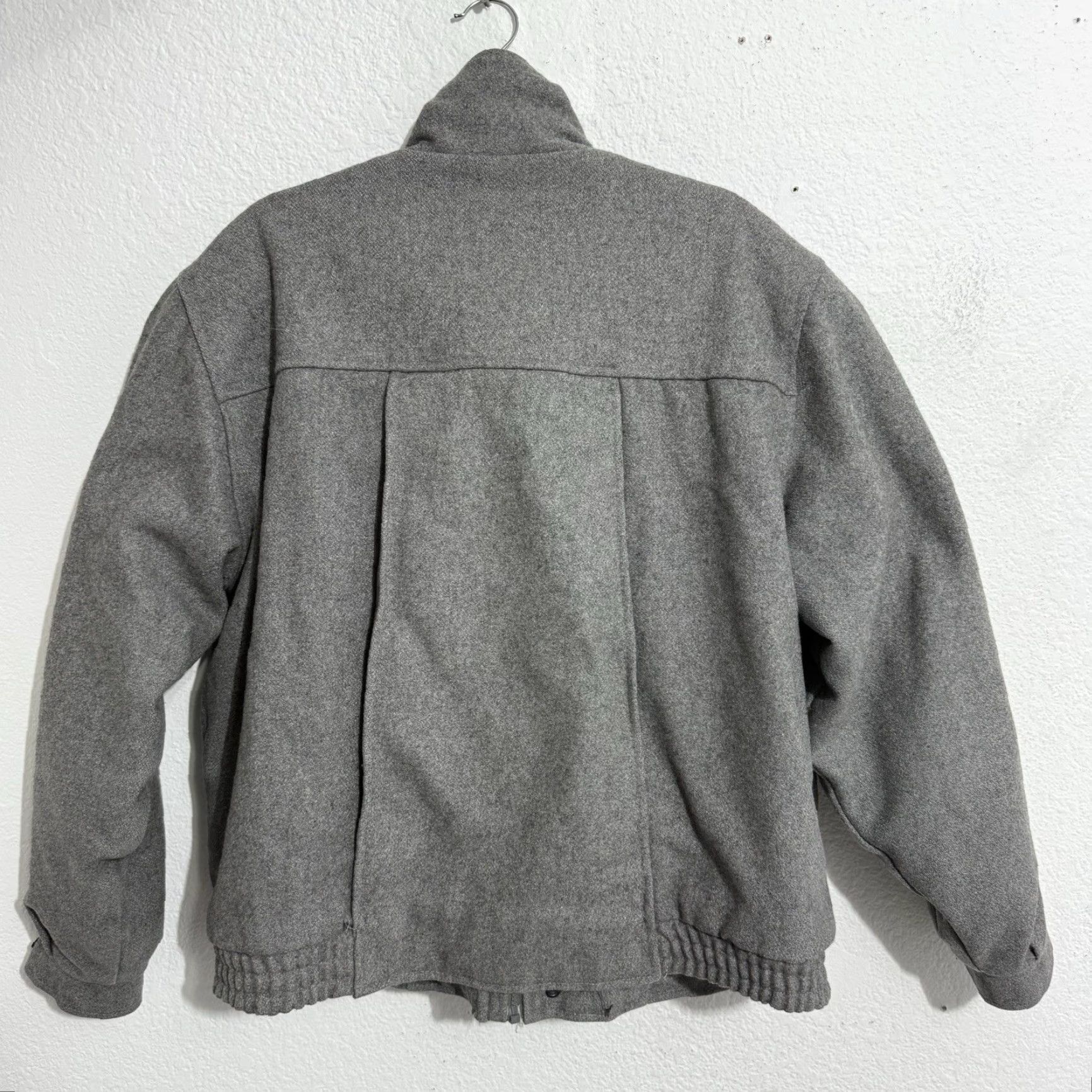 Vintage VTG American Male Jacket Mens L Gray Wool Blend Bomber Jacket, Insulated, Double Breasted, Pockets, 80s Bohemian City USA Theme Size US L / EU 52-54 / 3 - 6 Thumbnail