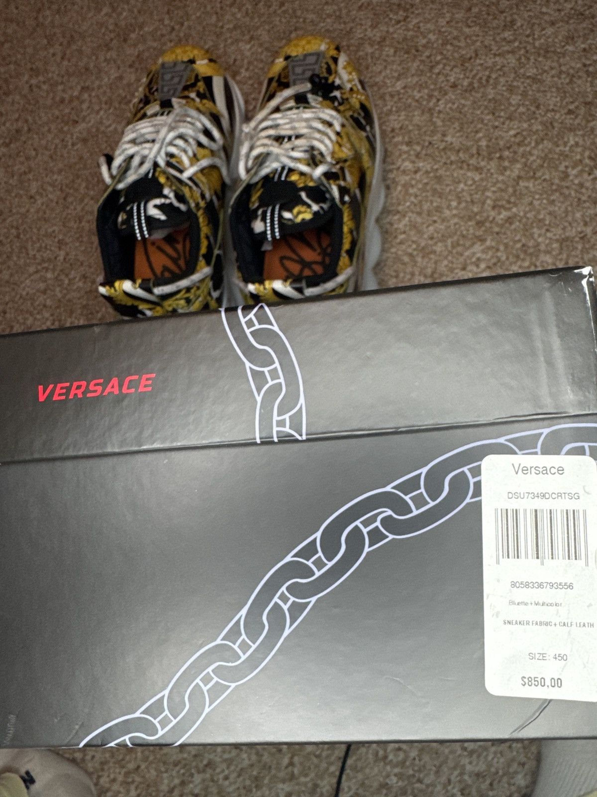 Versace Mens Versace Chain Reaction Black/Gold and White Size 45 Size US 10 / EU 43 - 9 Thumbnail