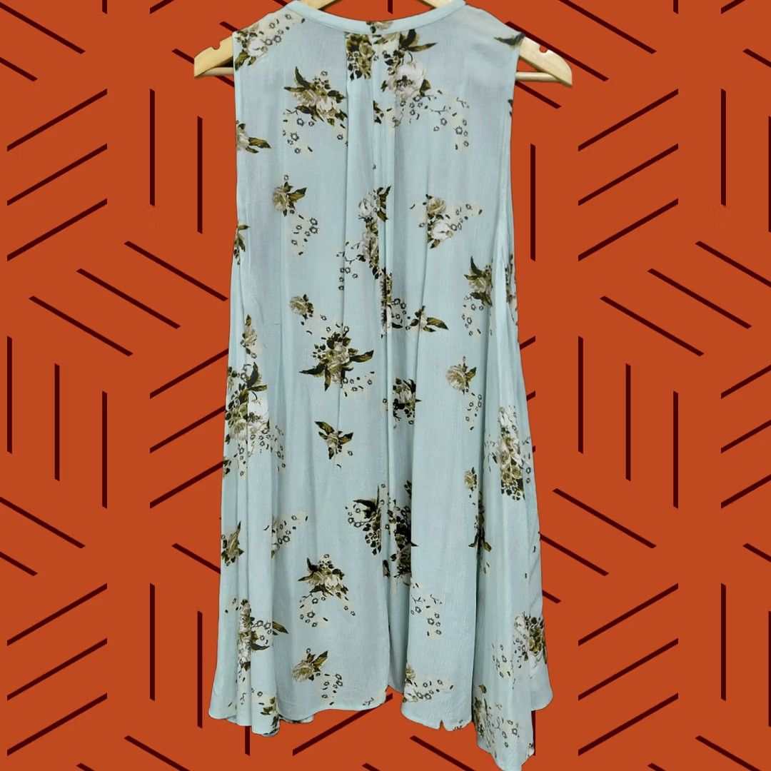 Free People Free People Floral Sleeveless Top Blue Lightweight Knee Length Women M Shirt Casual Travel 90s Floral Pattern Womens Size M / US 6-8 / IT 42-44 - 1 Thumbnail