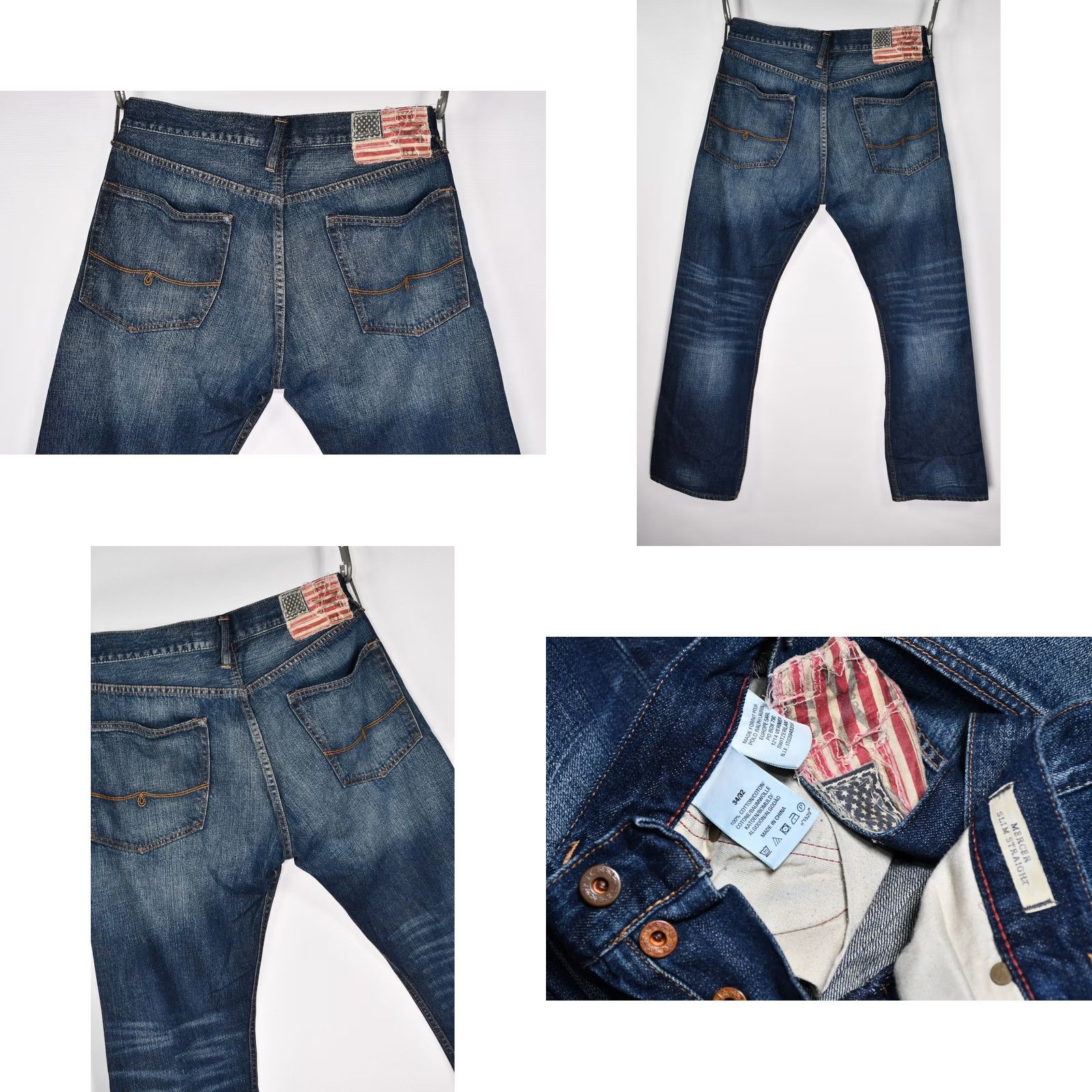 Polo Ralph Lauren POLO RALPH LAUREN MERCER SLIM STRAIGHT JEANS MEN W34 L32 BLUE 100% COTTON DENIM 5-POCKET INSEAM 32 Size US 34 / EU 50 - 8 Thumbnail