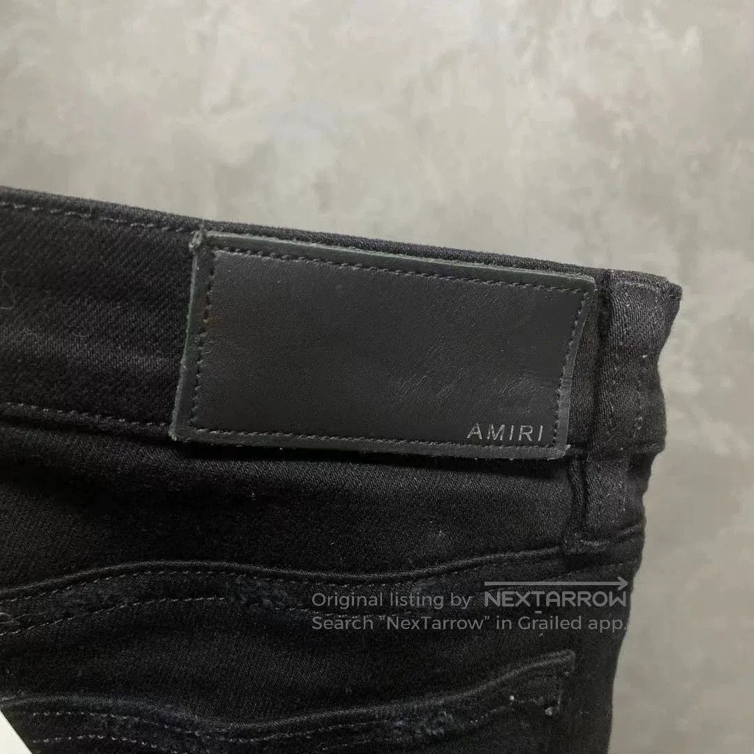 Amiri Amiri Black Leather Patch Zipper Jeans. Size 27" / US 4 / IT 40 - 3 Thumbnail