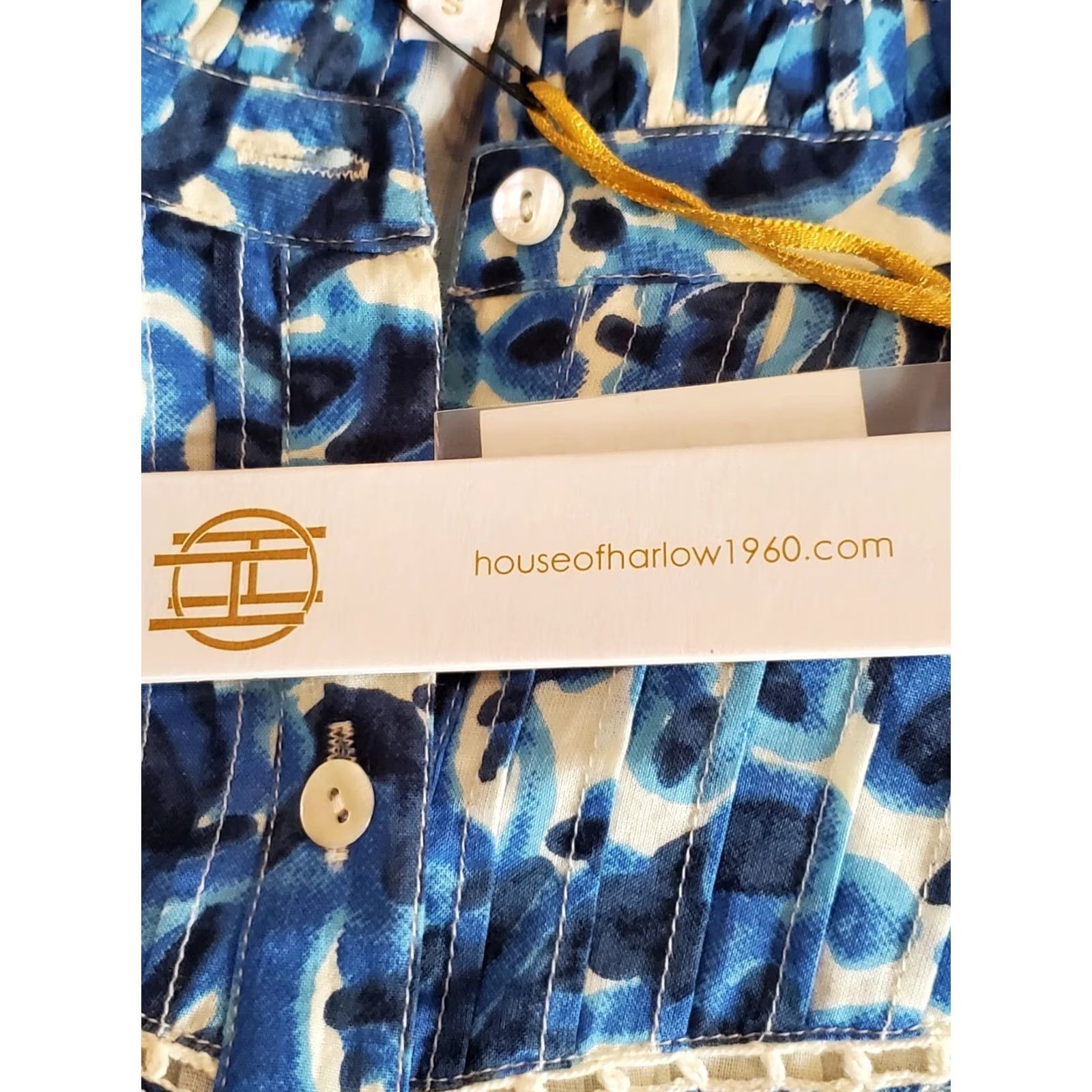 Vintage House of Harlow 1960 Melba Blue Floral Ruffle Mini Dress S Womens New With Tags Size S / US 4 / IT 40 - 5 Thumbnail