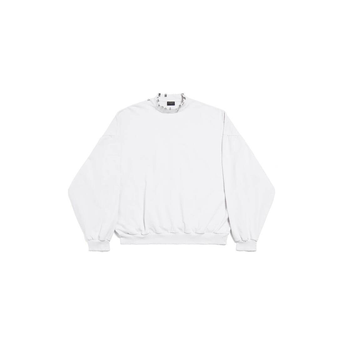 Balenciaga o1w1db11225 Pierced Round Sweatshirt Oversized in White Size US XL / EU 56 / 4 - 1 Thumbnail