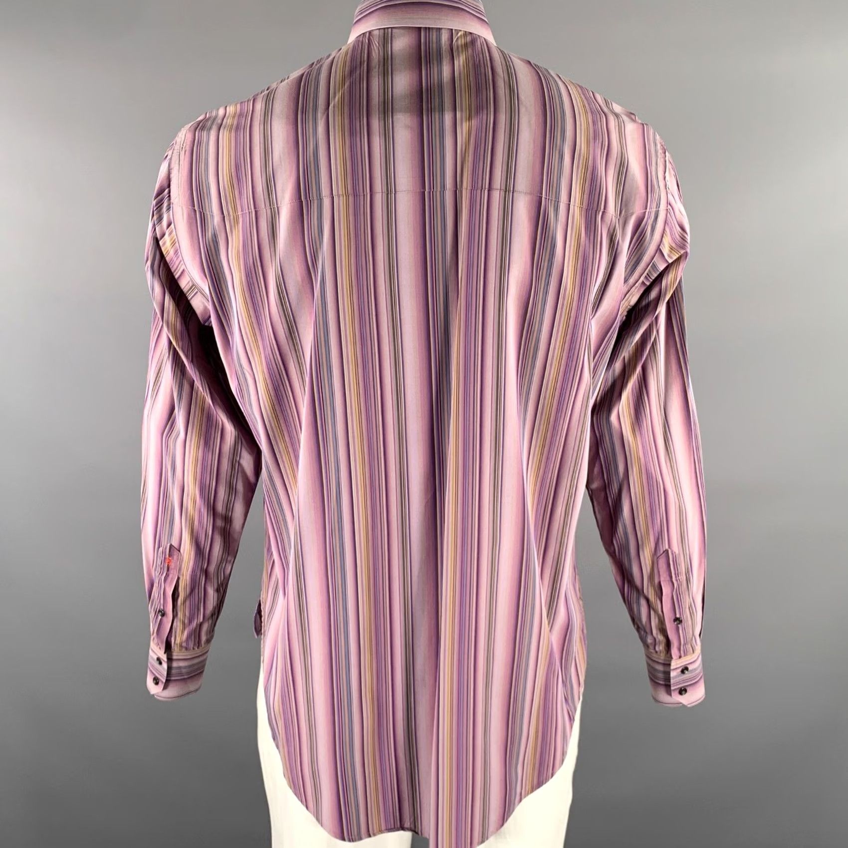 Robert Graham ROBERT GRAHAM Purple Multi-Color Stripe Cotton Blend Long Sleeve Shirt Adult L Size US L / EU 52-54 / 3 - 4 Thumbnail
