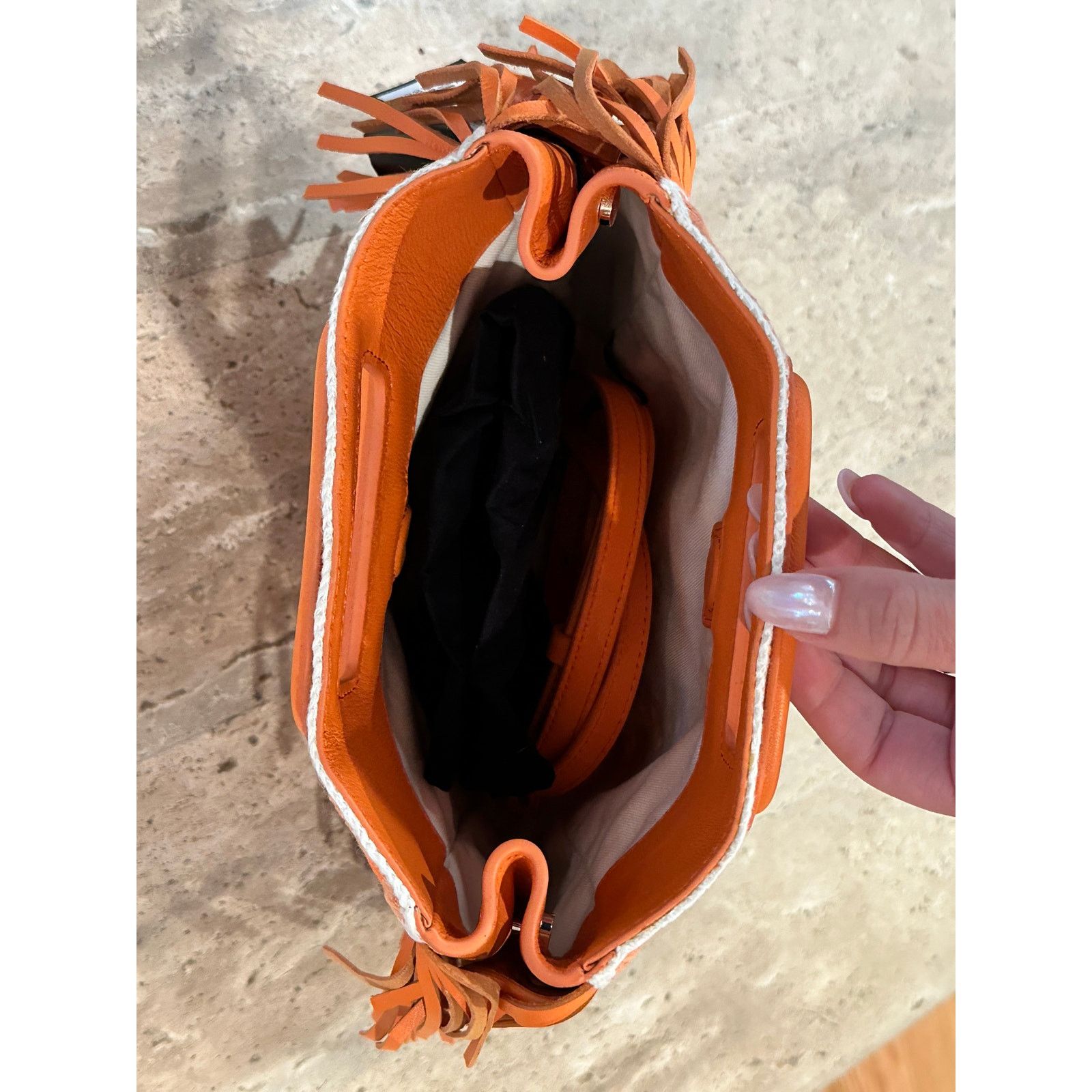 Maje NEW Maje Crochet M Bag Orange Floral Print Clutch/Crossbody Size ONE SIZE - 9 Thumbnail