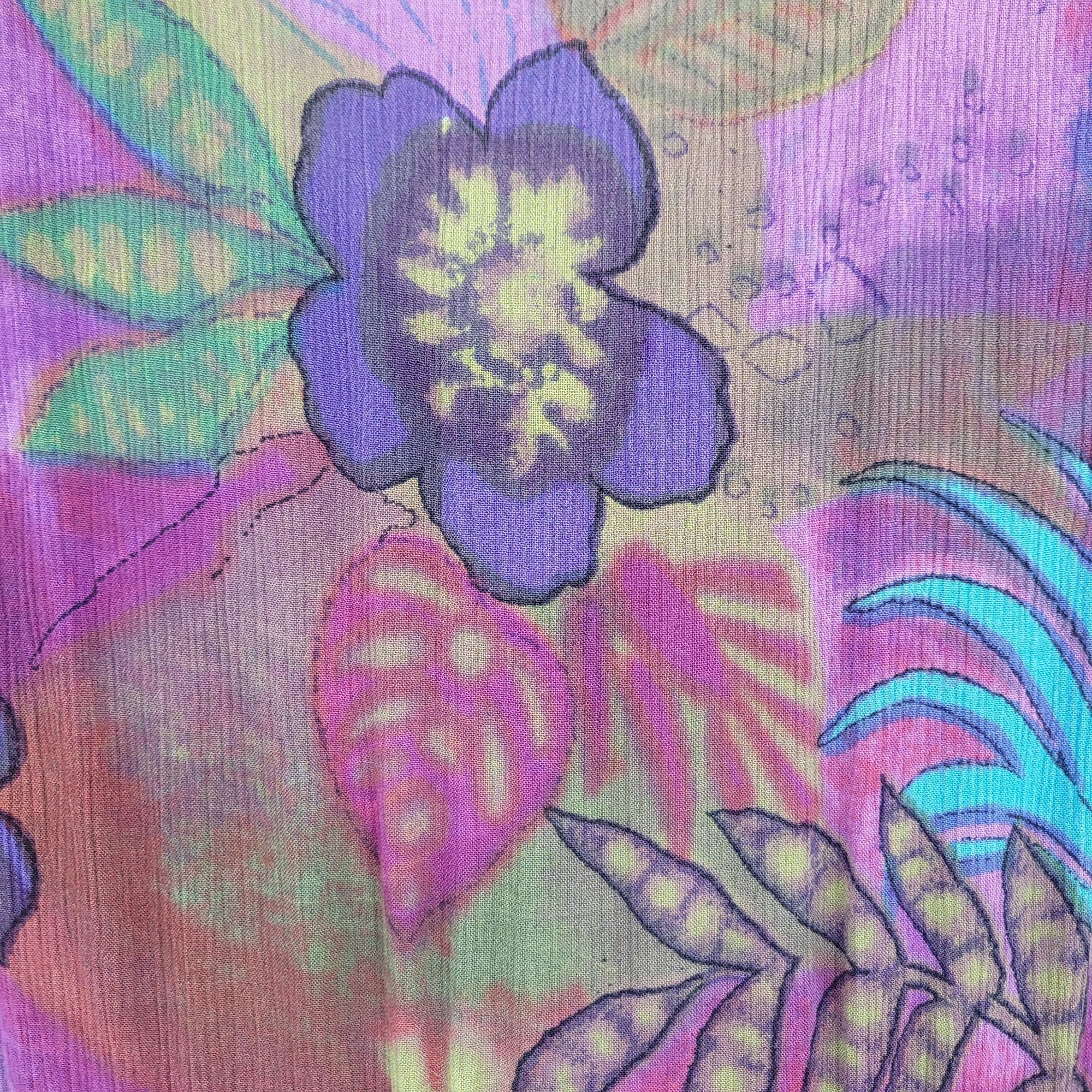 Vintage Vtg 80's Dress Sleeveless Scoop Tropical Island Gauze Pinafo Size S / US 4 / IT 40 - 11 Thumbnail