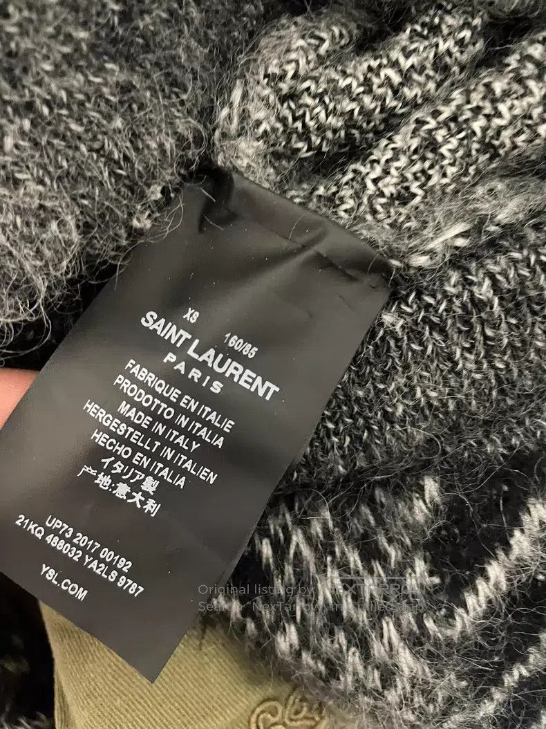 Saint Laurent Paris Saint Laurent Paris Black and White Herringbone Mohair Swe Size US XS / EU 42 / 0 - 5 Thumbnail
