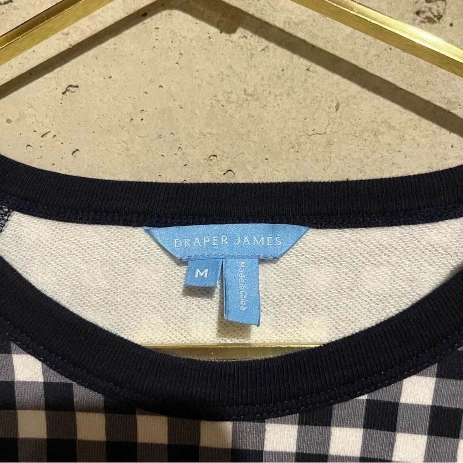 Other Draper James Sweatshirt Women’s Size M Natalie Gingham Navy Size M / US 6-8 / IT 42-44 - 3 Thumbnail