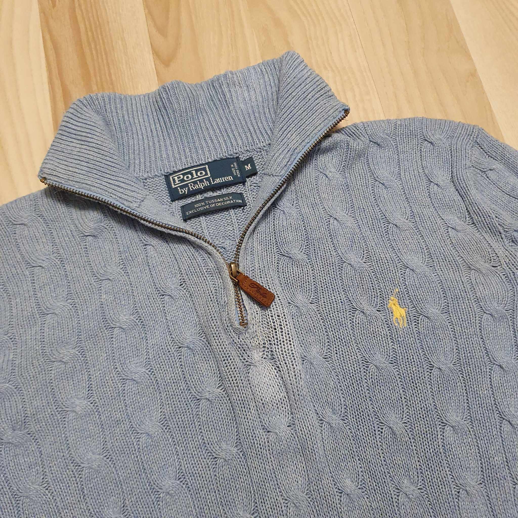 Polo Ralph Lauren × Ralph Lauren Polo Ralph Lauren Silk Cable-Knit Half-Zip Sweather Jumper Size US M / EU 48-50 / 2 - 3 Thumbnail