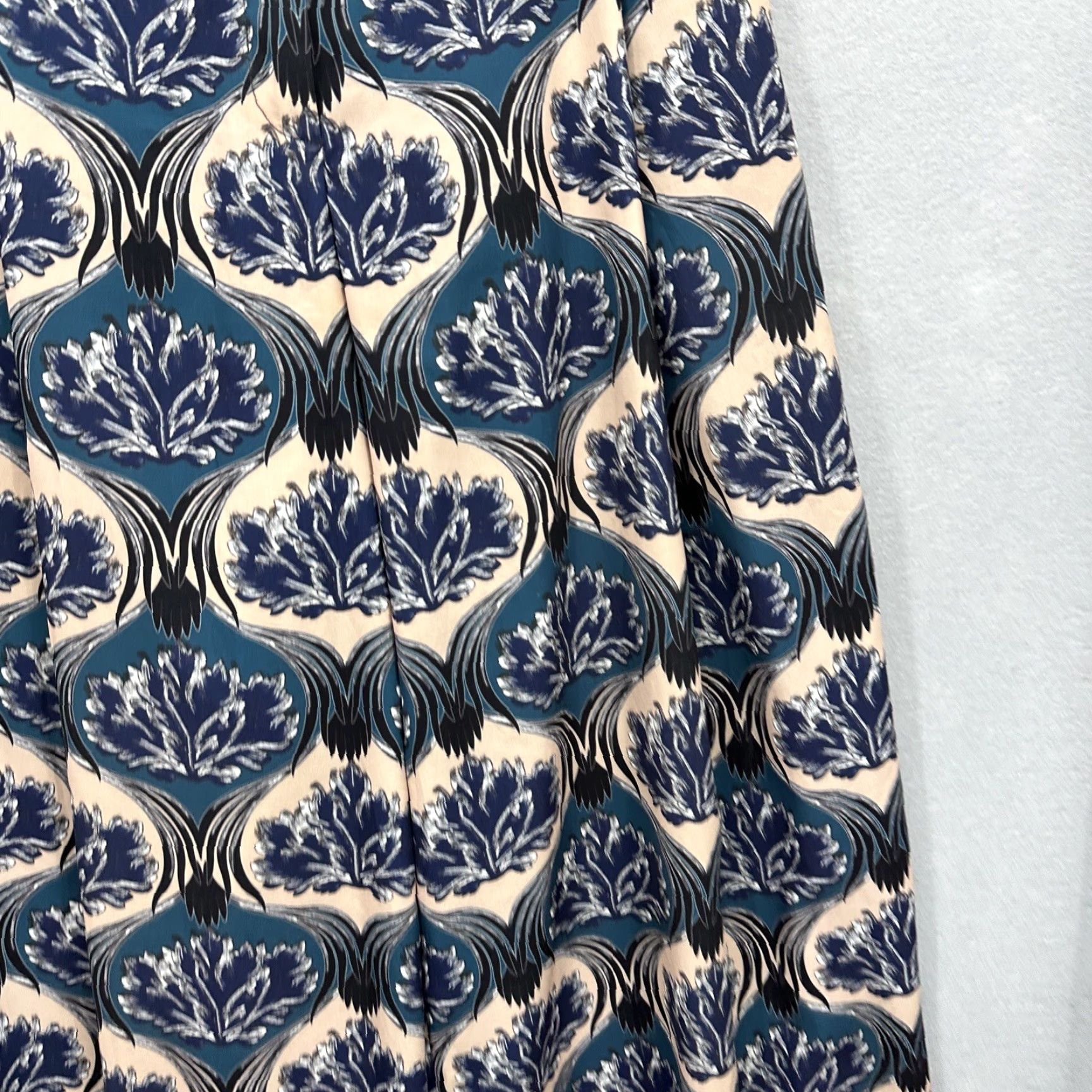 Vintage Yigal Azrouel Pants Womens 2 Flare Trousers Floral Palazzo Wide Leg Blue Paperbag 90s Bohemian Womens Size 26" / US 2 / IT 38 - 5 Thumbnail