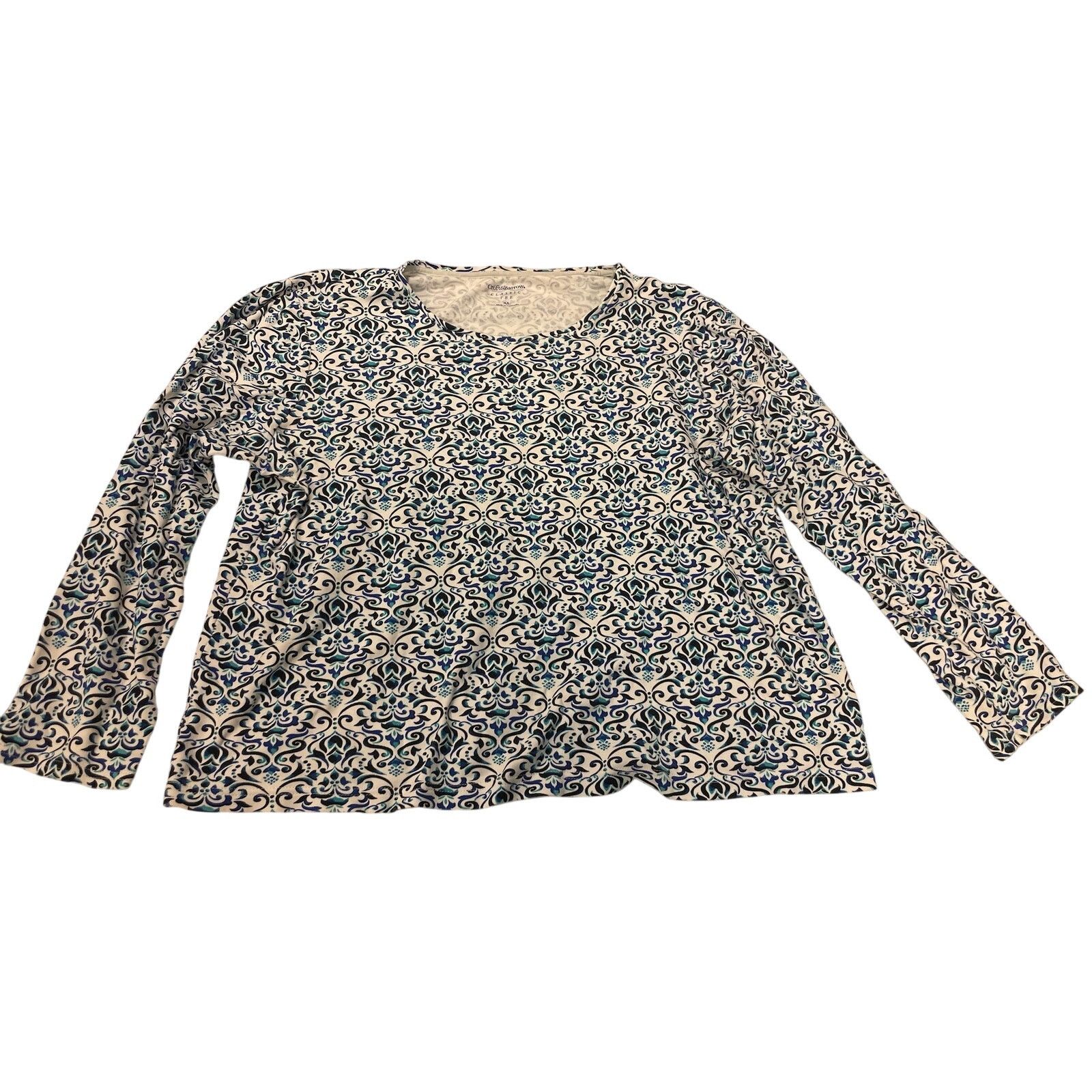 Croft & Barrow Croft & Barrow XL Long Sleeve T-Shirt Blue Teal Print Knit Size XL / US 12-14 / IT 48-50 - 1 Thumbnail
