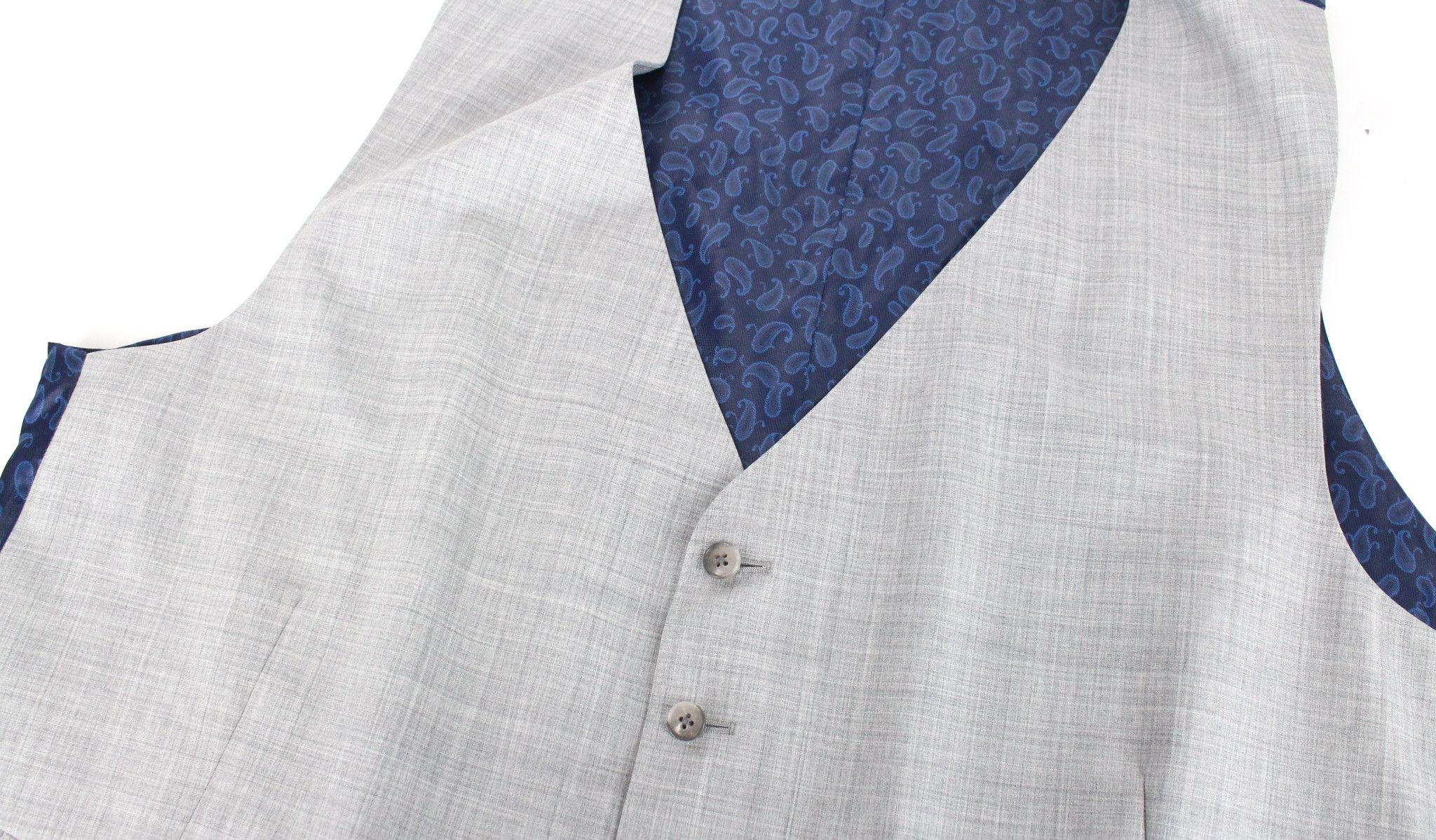 Suitsupply FERRARA UK56R Light Grey Slim Wool V-Neck Waistcoat 73473 Size 54R - 4 Thumbnail