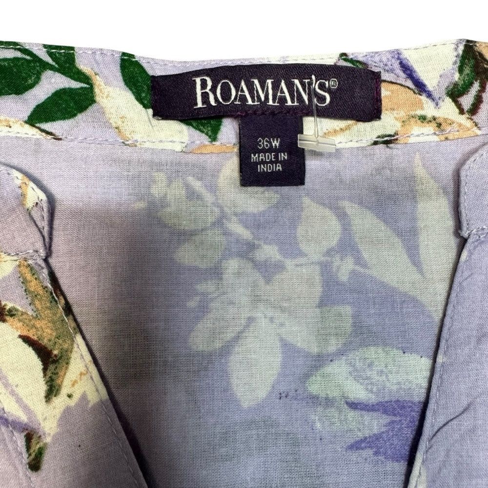 Other New Roaman's Lilac Floral Long Roll Up Sleeve Cotton Big Sh Size 4XL / US 24-26 - 6 Thumbnail