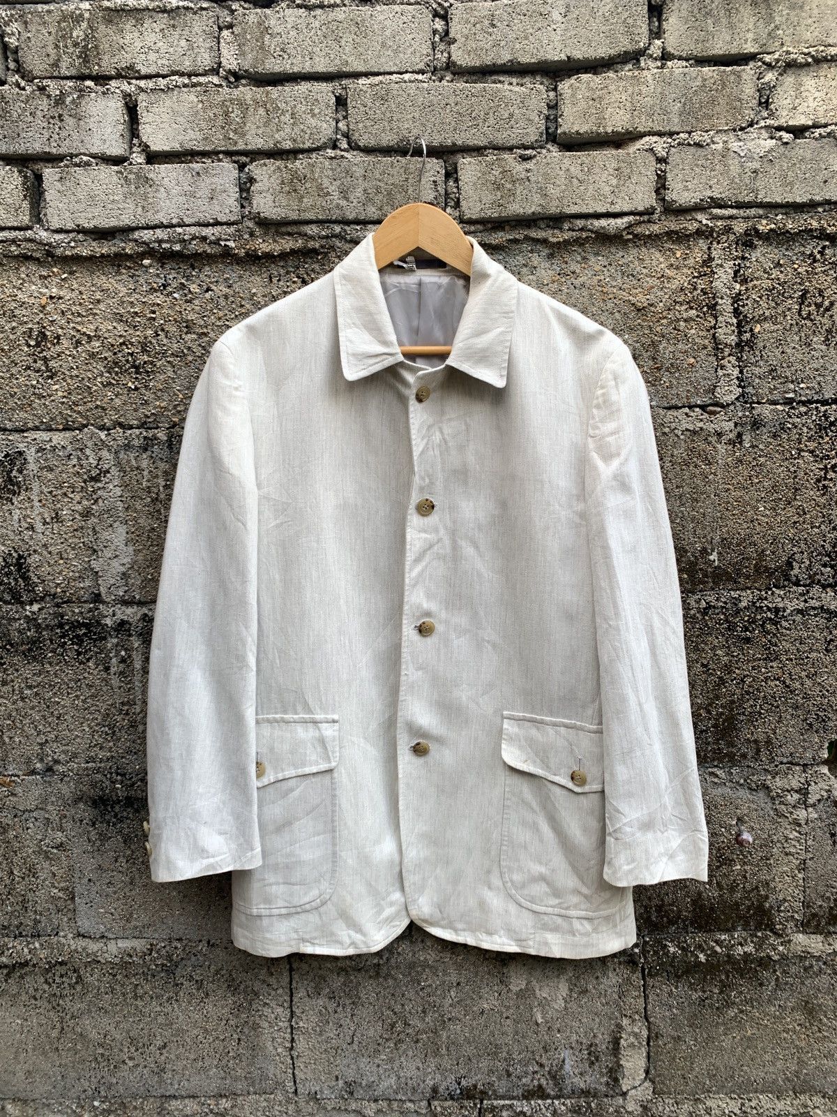 image of Burberry London Button Up Jacket in White, Men's (Size Medium)