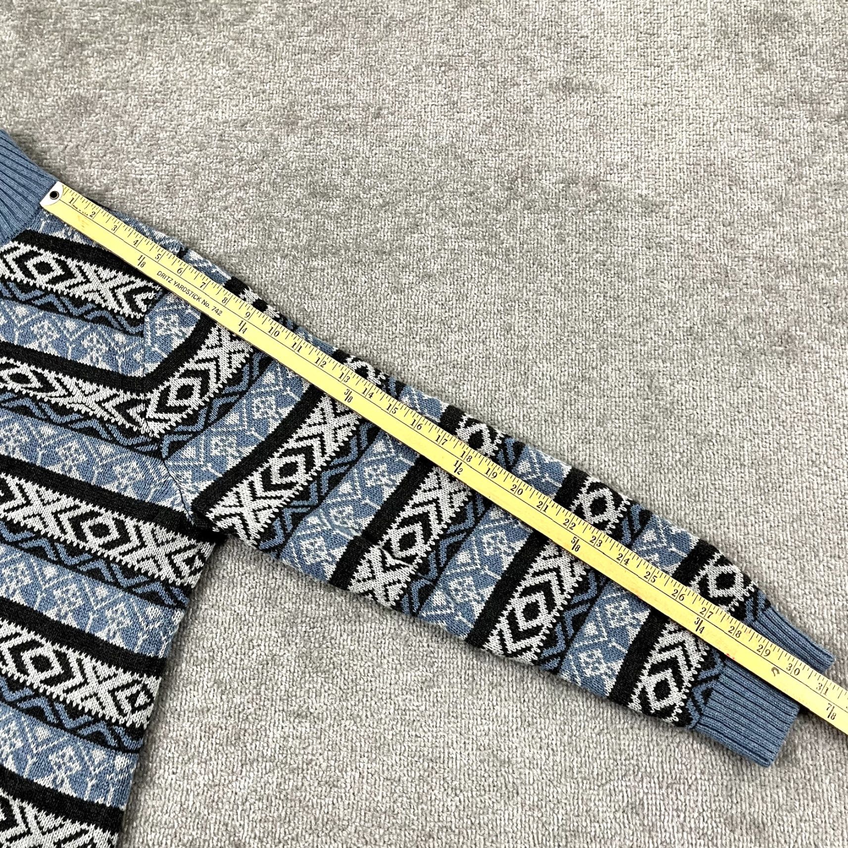Vintage LL BEAN Sweater Mens Large Blue White Fair Isle Nordic Heavy Knit 1/4 Pullover Size US L / EU 52-54 / 3 - 4 Thumbnail