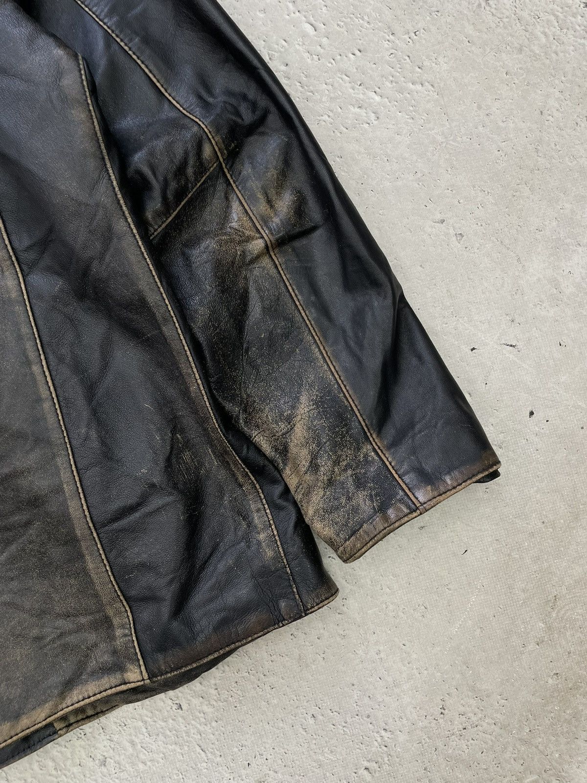 Vera Pelle Hype schott style faded distressed leather jacket 90s Size US XL / EU 56 / 4 - 14 Thumbnail