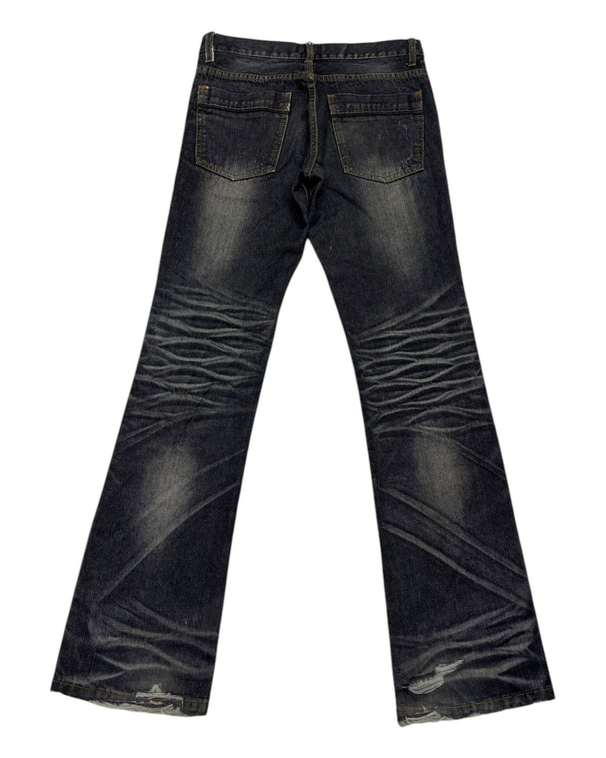 Hysteric Glamour × Japanese Brand 🔥INDECENT FLARE SLIM JEAN WHISKER CLAWMARK DISTRESS DENIM Size US 30 / EU 46 - 4 Thumbnail