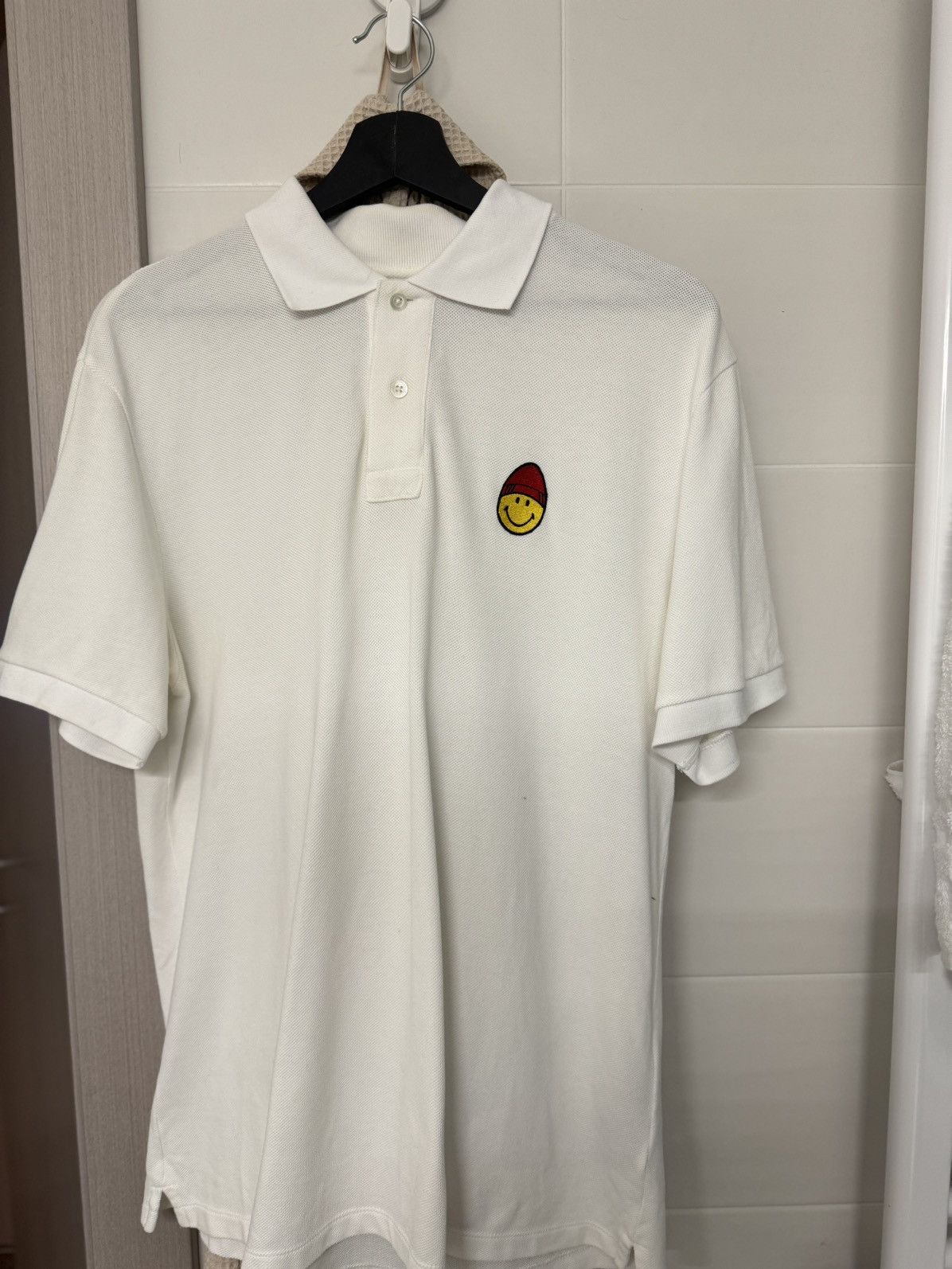 image of Ami Smiley Polo in White, Men's (Size Large)