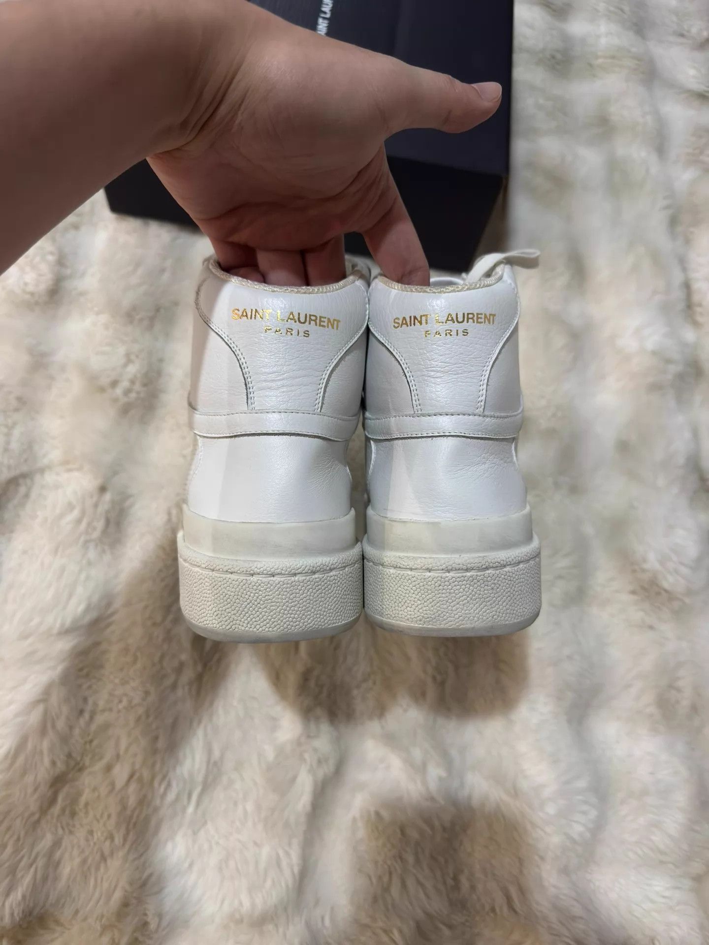 Saint Laurent Paris New SLP White High-Top Gold Logo Sneaker 41 Size US 8 / EU 41 - 8 Thumbnail